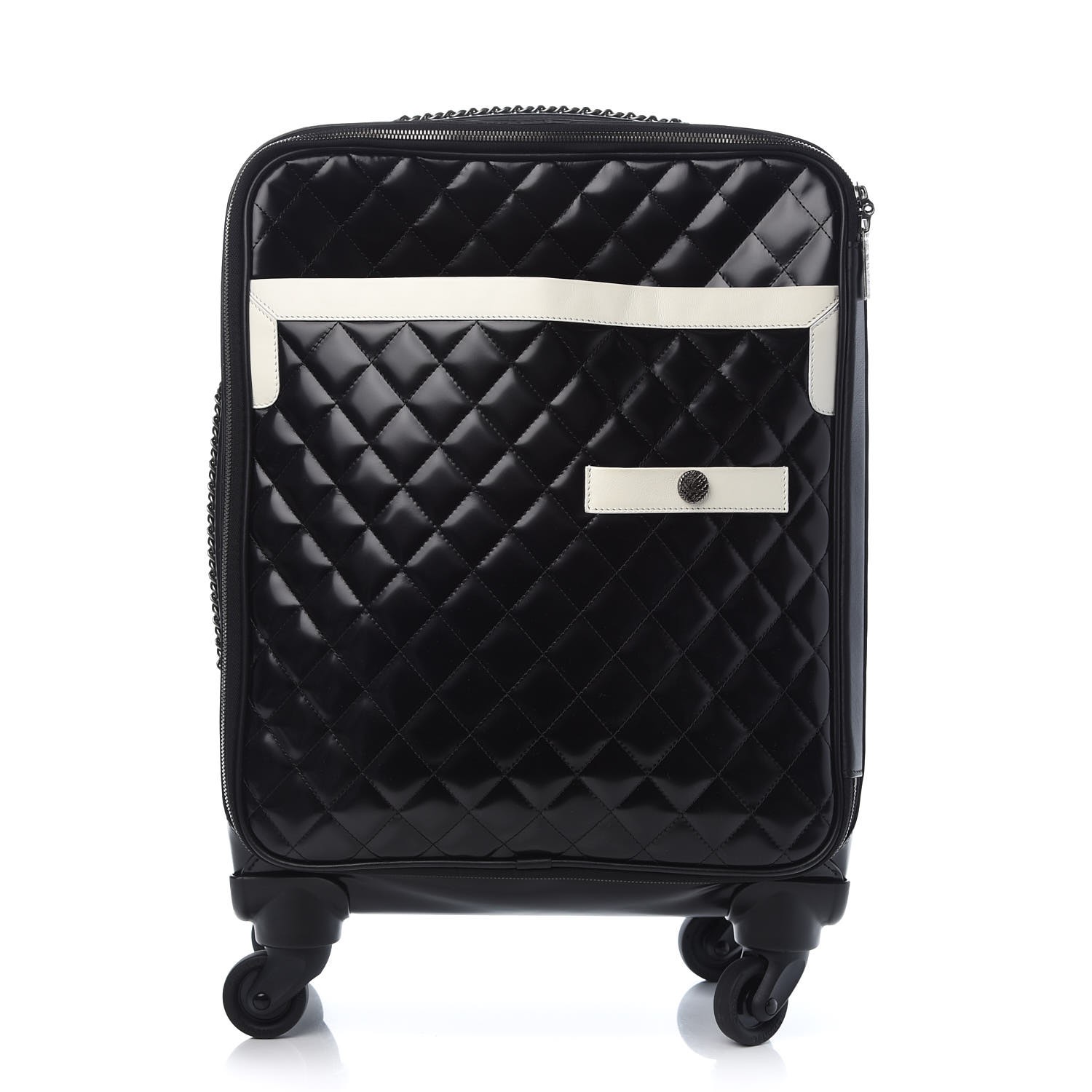 CHANEL Vinyl Calfskin Quilted Coco Case Trolley Rolling Luggage Black ...