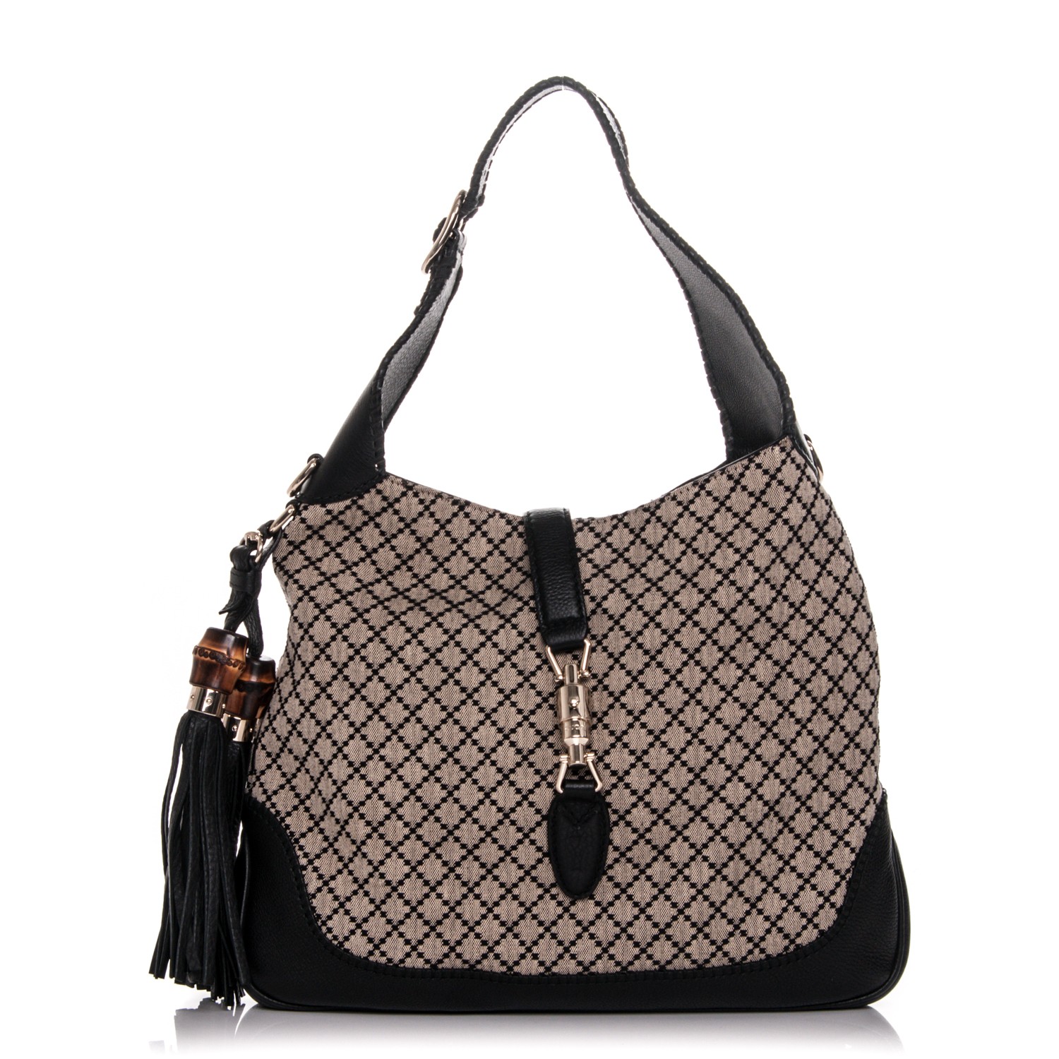 gucci black diamante canvas shoulder bag