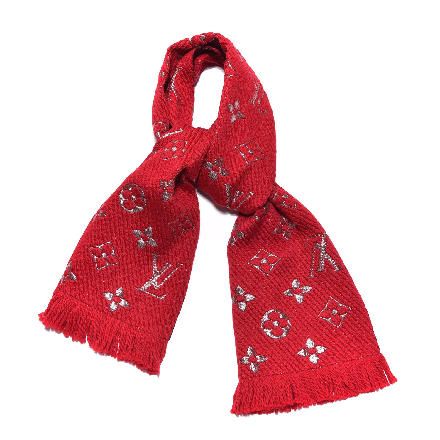 Louis Vuitton Red Logomania Shine Shawl For Sale at 1stDibs