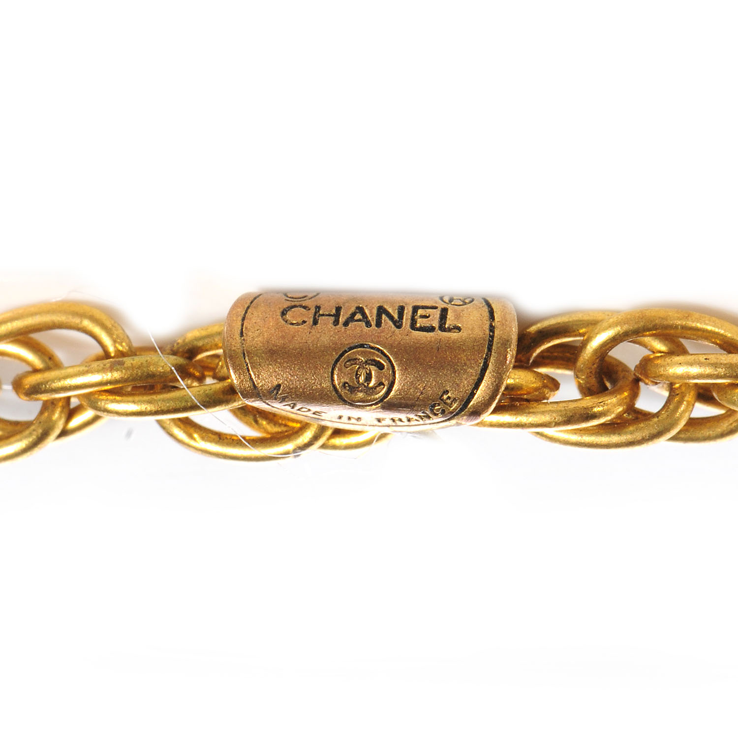 CHANEL CC Logo Pendant Necklace Gold 68440