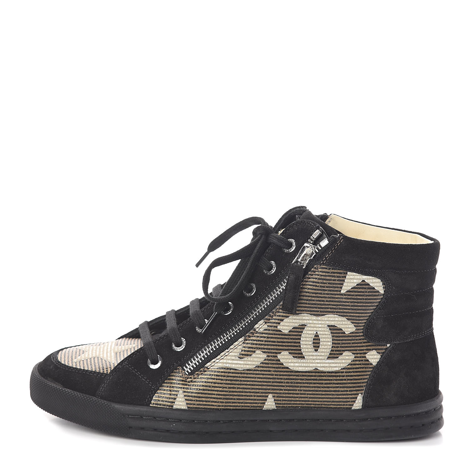 CHANEL Canvas Suede CC Star Zipped High 