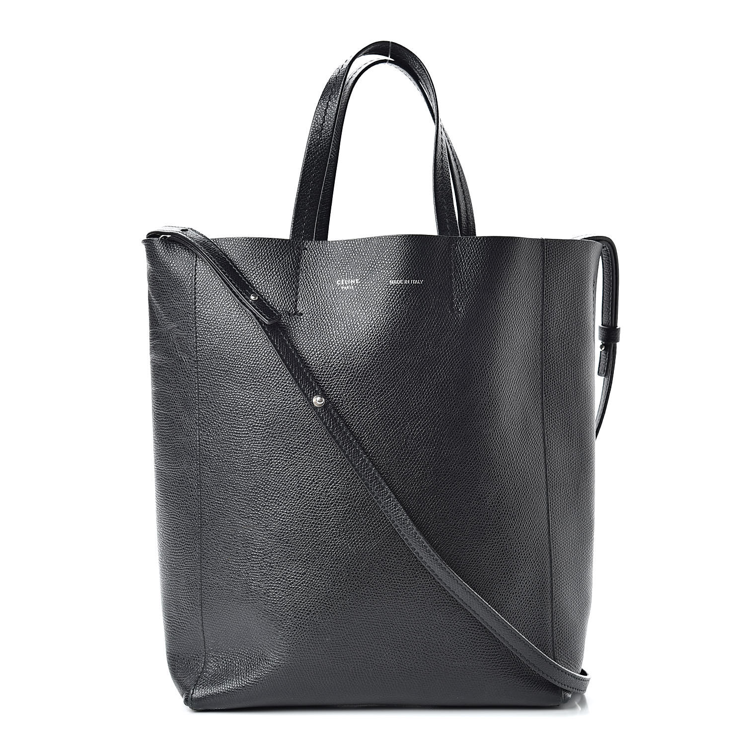 CELINE Grained Calfskin Small Vertical Cabas Black 502976