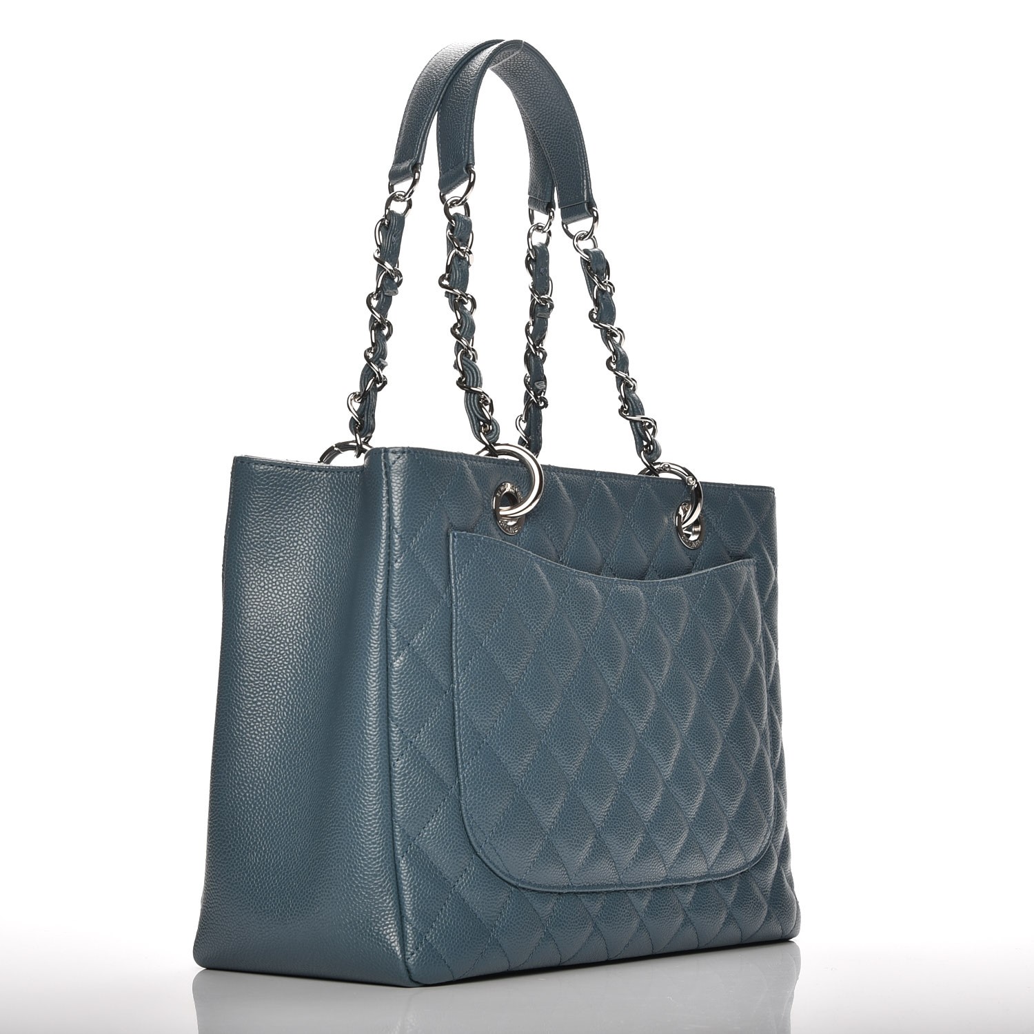 CHANEL Caviar Quilted Grand Shopping Tote GST Blue 213183