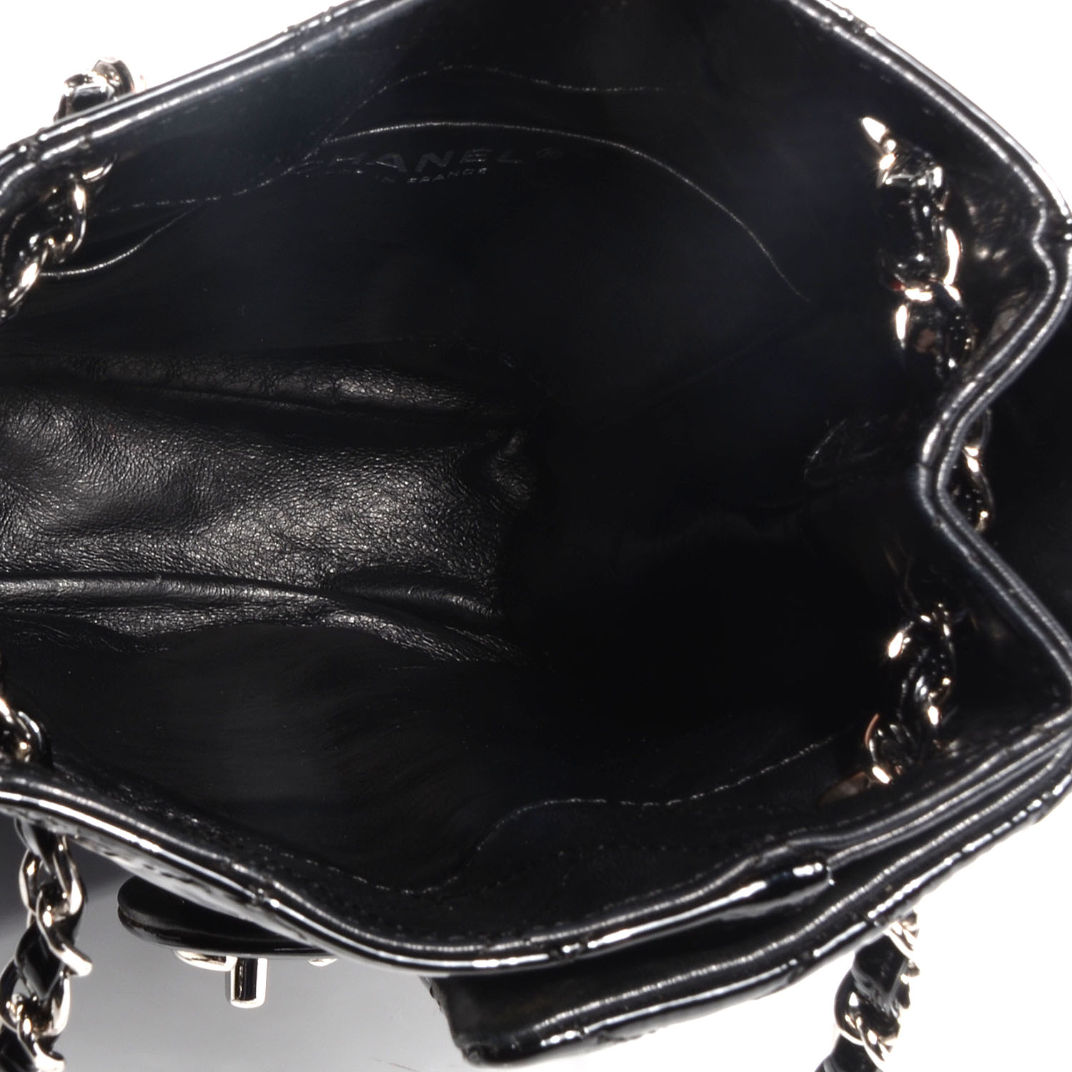 CHANEL Patent Upside Down Flap Bag Black 70676