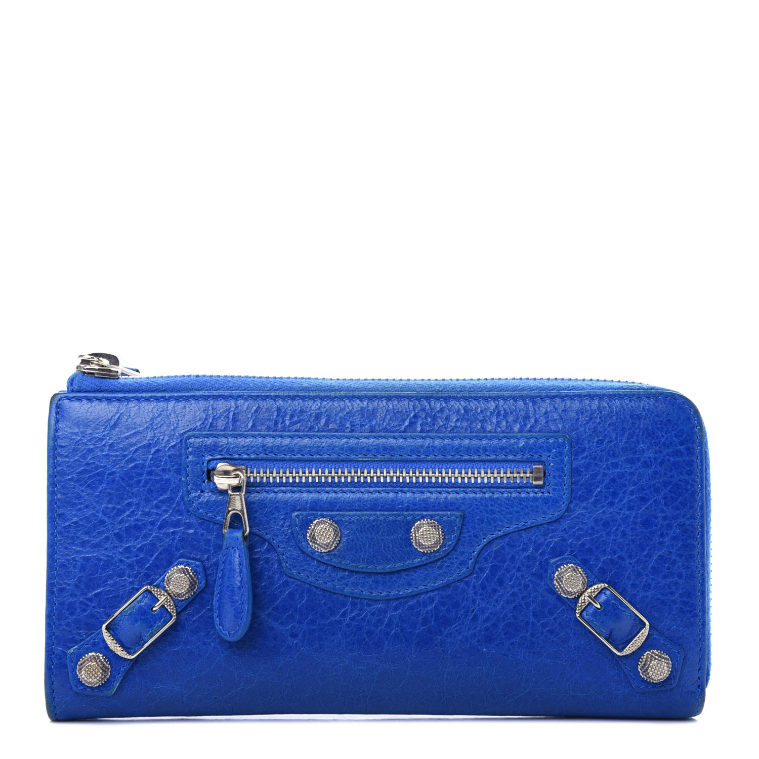 Balenciaga Agneau Giant 12 Silver Hardware Continental Zip Around Wallet Bleu Lazuli Fashionphile