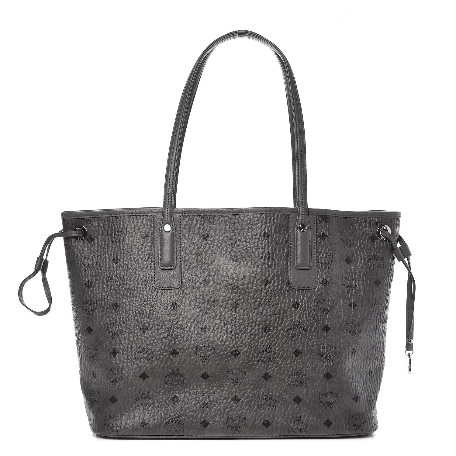 MCM Visetos Medium Reversible Liz Shopper Tote Phantom Grey 298738