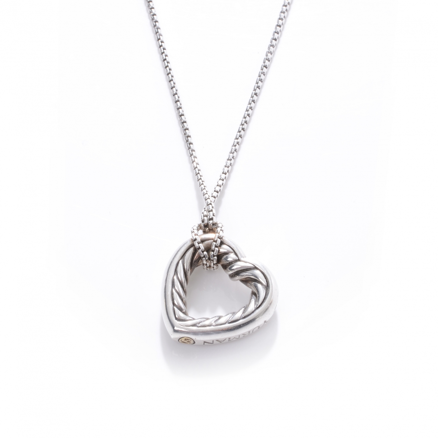 DAVID YURMAN Sterling Silver Open Heart Cable Necklace 45501 | FASHIONPHILE