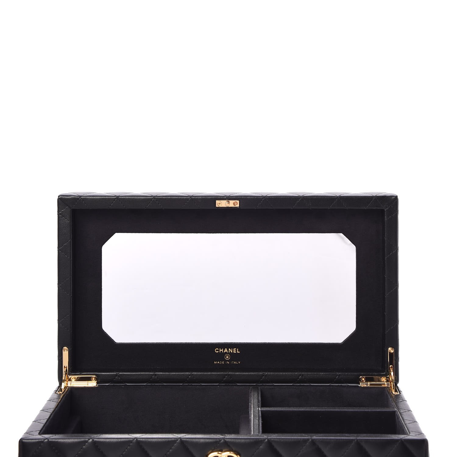 CHANEL Lambskin Quilted Jewelry Case Black 300563