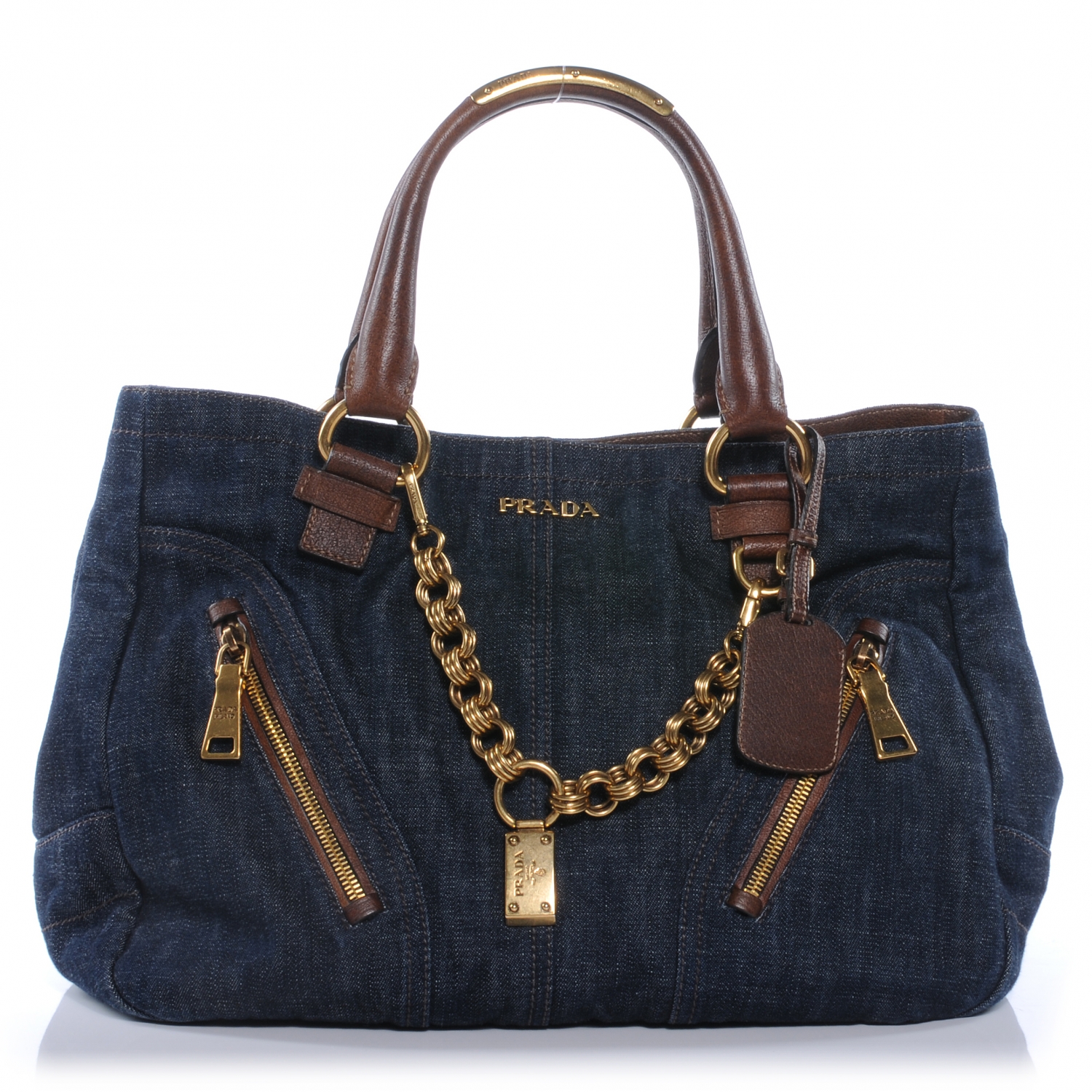 PRADA Denim Shoulder Bag Blue 40162 | FASHIONPHILE