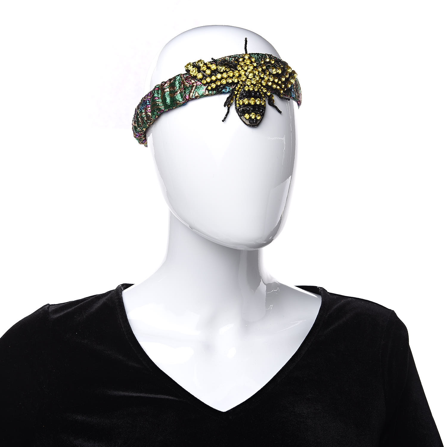 GUCCI Jacquard Crystal Embellished Bee Headband 415941