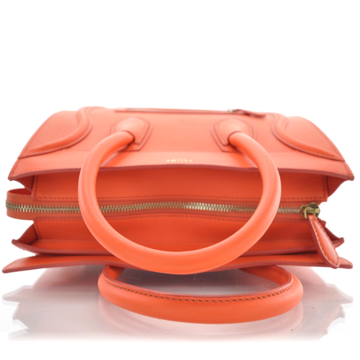 CELINE Smooth Leather Mini Luggage Bright Orange 34324