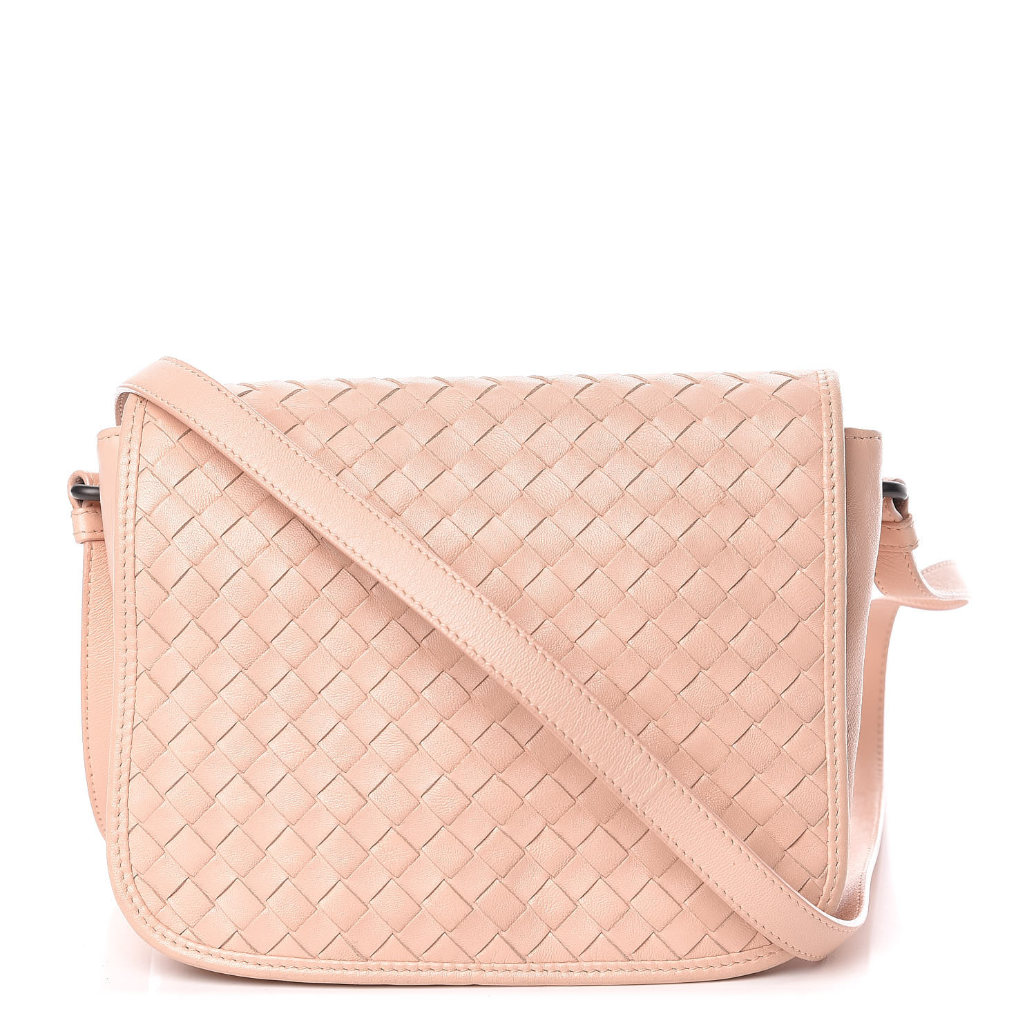 BOTTEGA VENETA Nappa Intrecciato Mini Flap Crossbody Lotus 453470