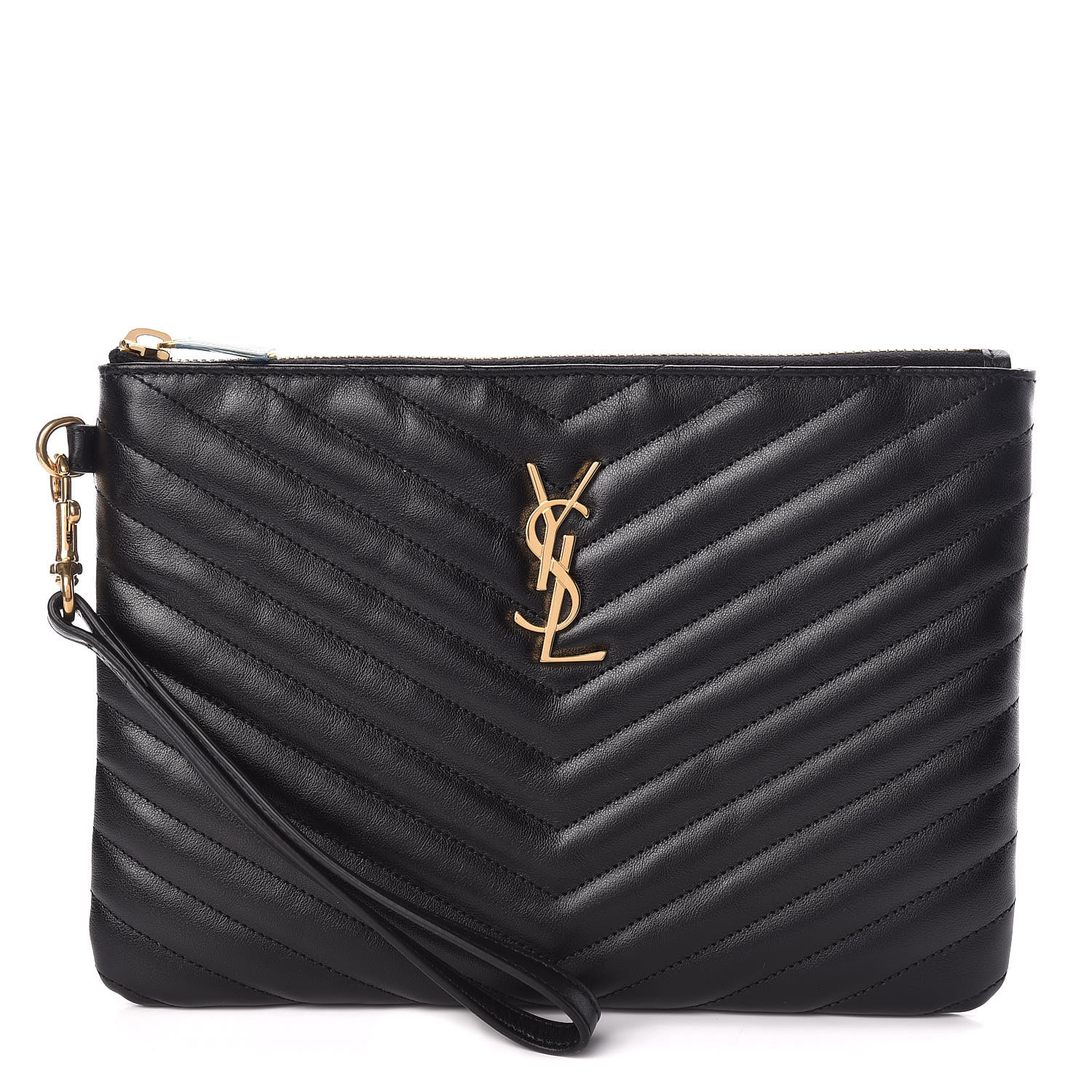 saint laurent large quilted ysl zip wristlet