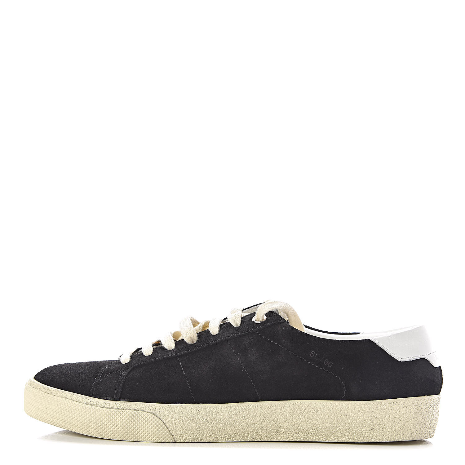 SAINT LAURENT Distressed Suede Womens Court Classic Sneakers 38.5 Black ...