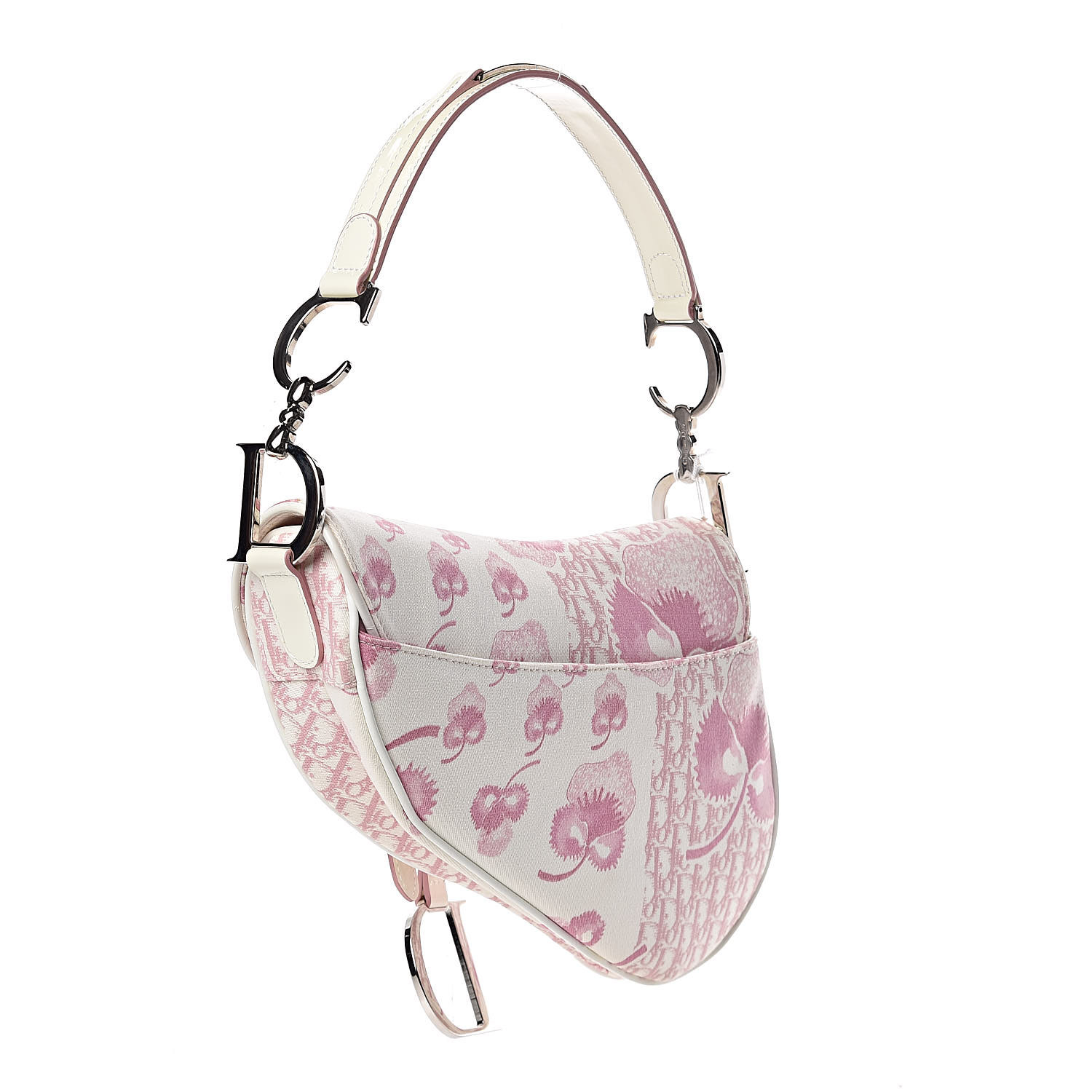CHRISTIAN DIOR Monogram Floral Saddle Bag Pink 450785