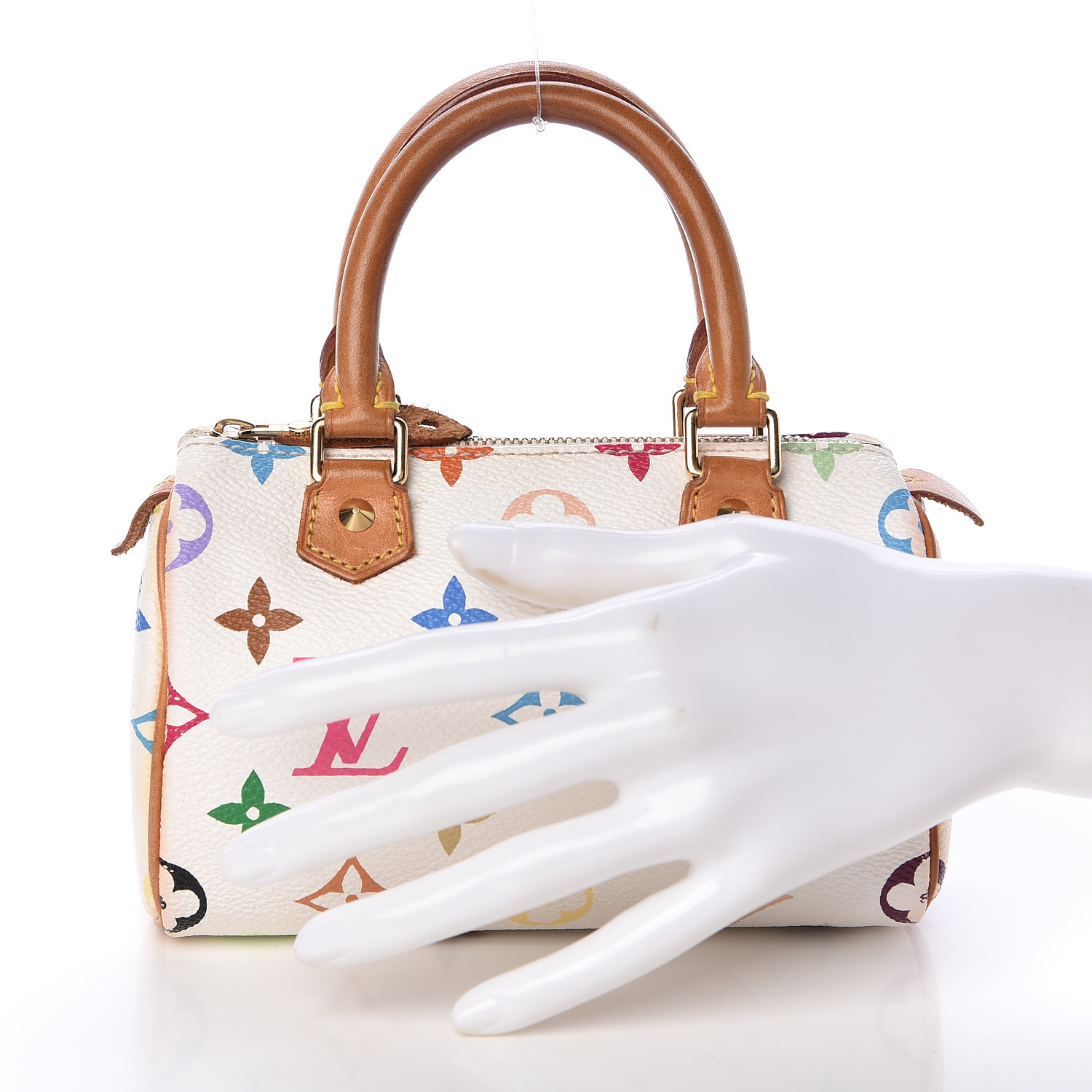 LOUIS VUITTON Monogram Multicolor Mini Speedy Hand Bag White