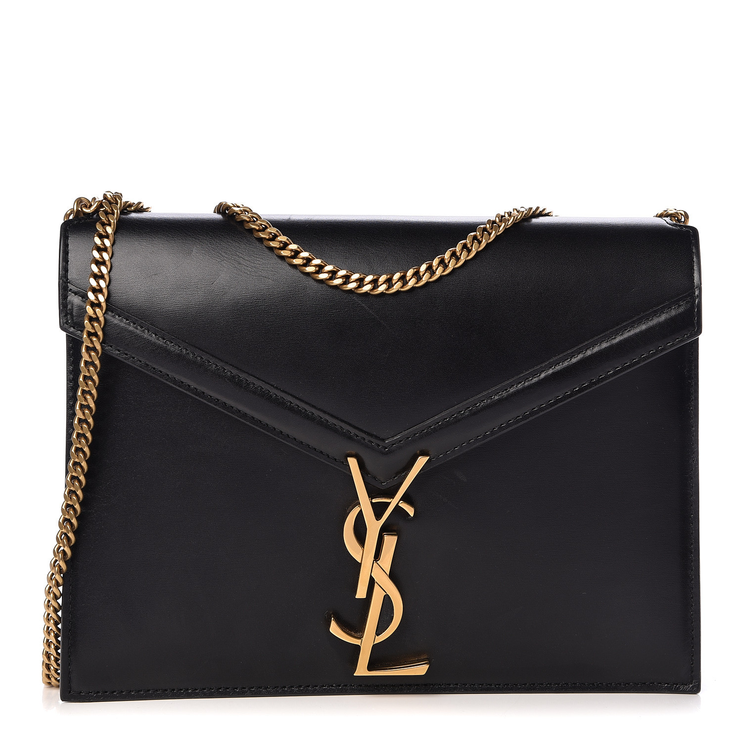 SAINT LAURENT Smooth Calfskin Monogram Cassandra Clasp Bag Black 480369