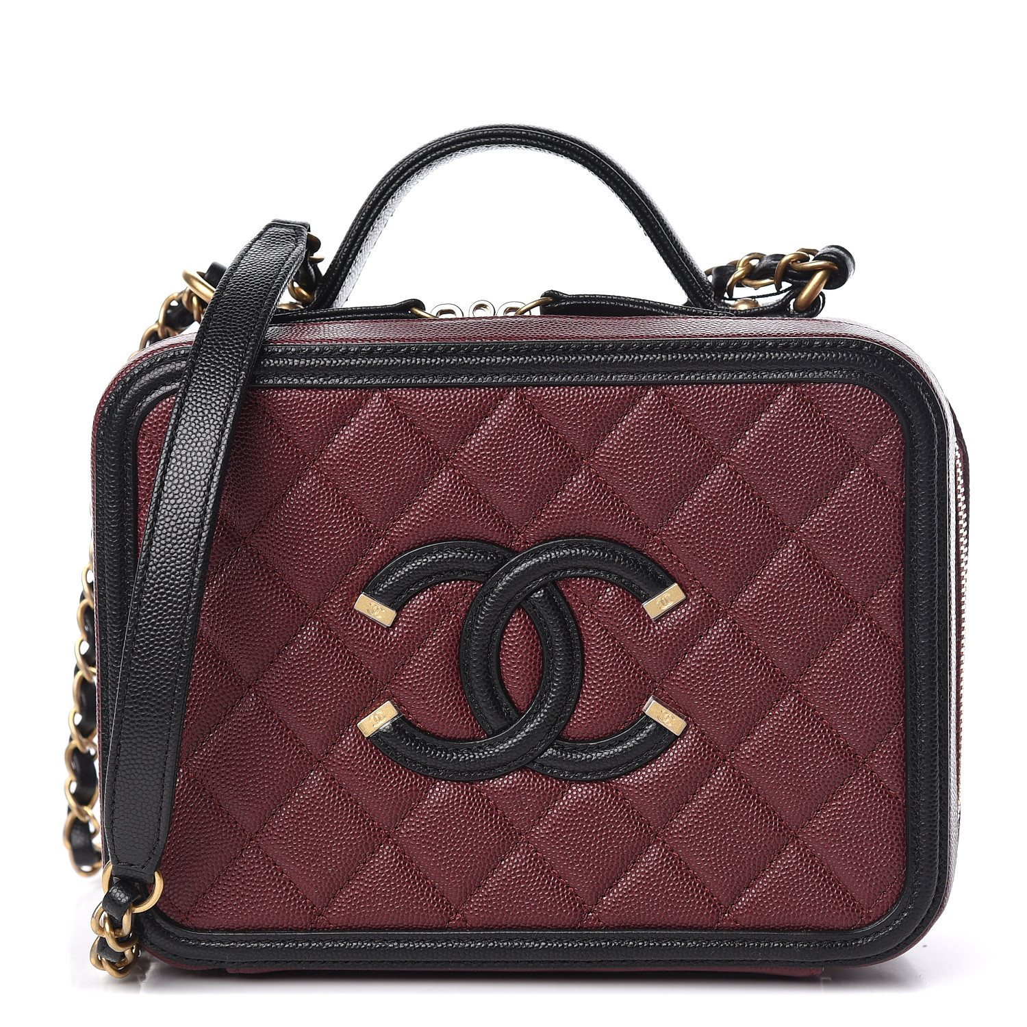 chanel caviar quilted medium cc filigree vanity case