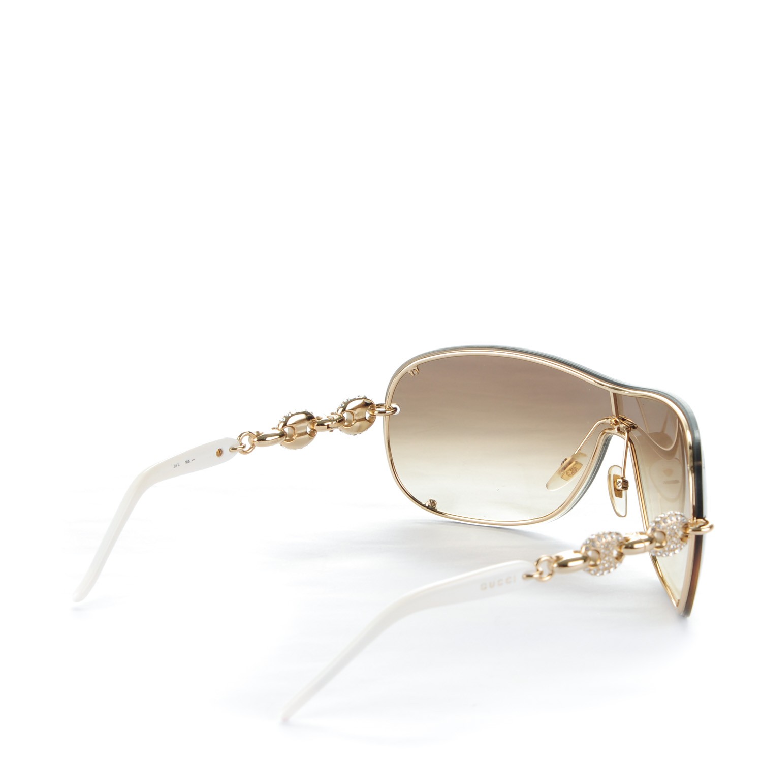 Gucci Swarovski Crystal Marina Chain Sunglasses White 163460 Fashionphile