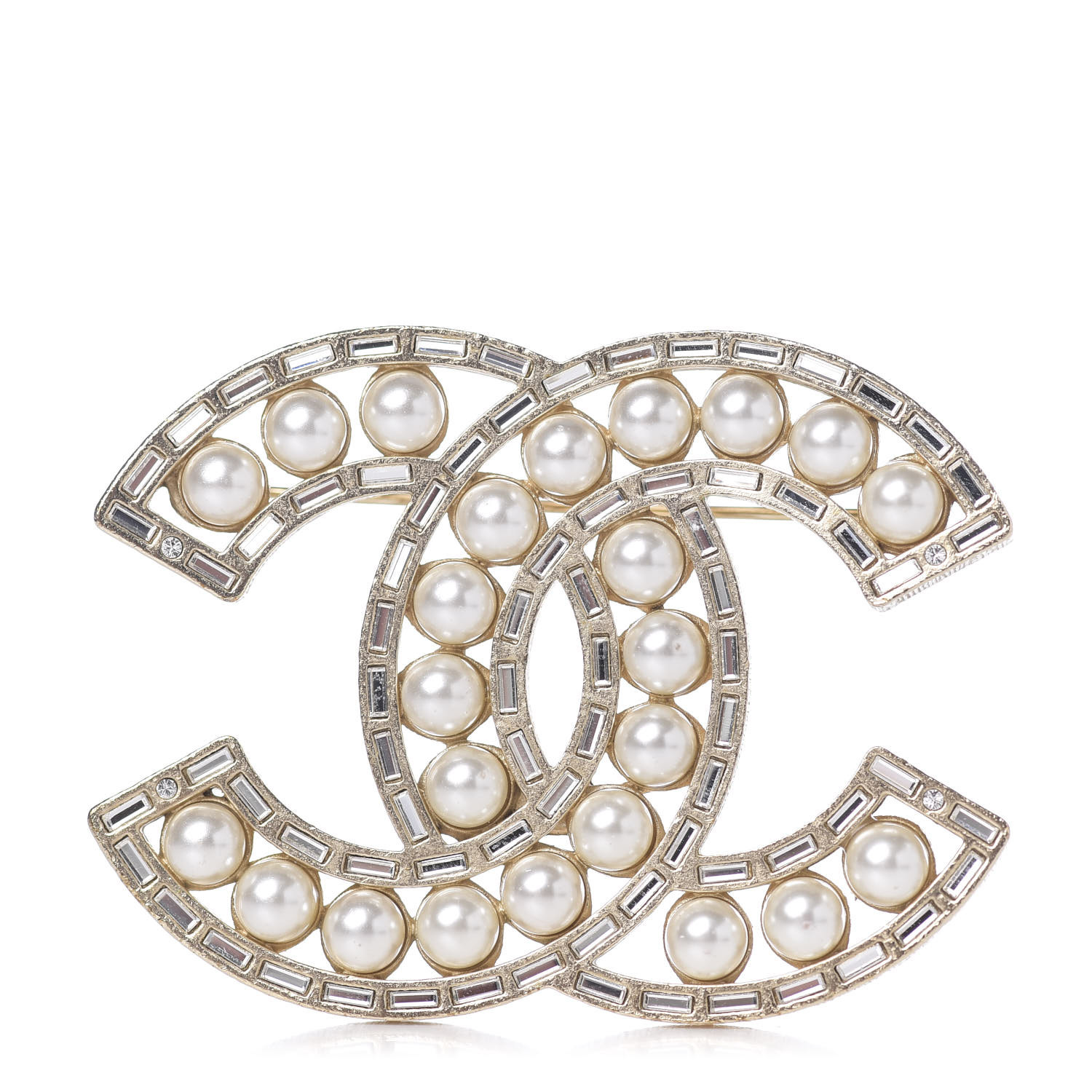 CHANEL Pearl Crystal CC Brooch Gold 592752 | FASHIONPHILE