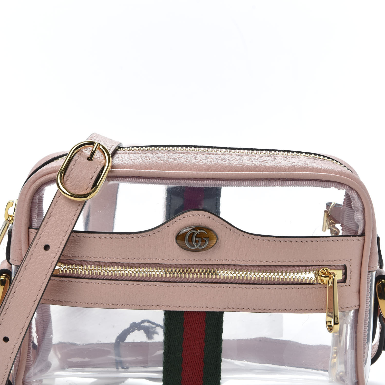 GUCCI Vinyl Web Mini Ophidia Transparent Shoulder Bag Perfect Pink 593702