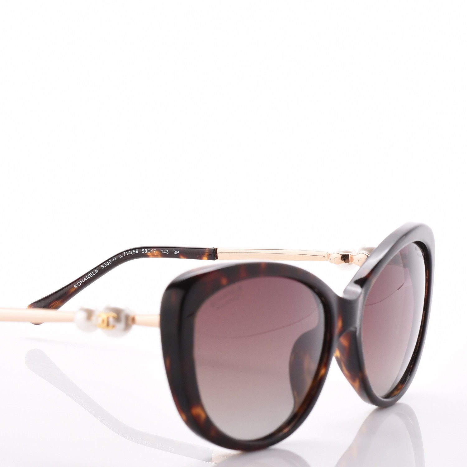 Chanel Cat Eye Pearl Sunglasses 5340 H Tortoise 237999