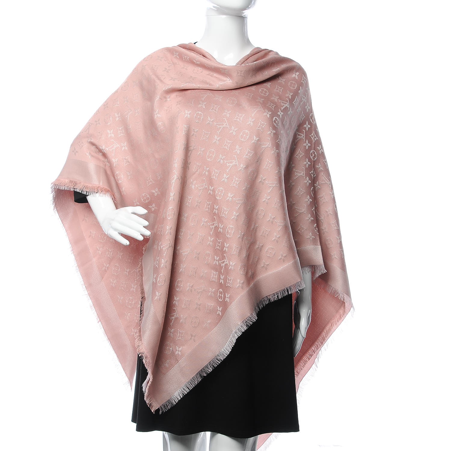Louis Vuitton Pale Pink Naturel Monogram Silk Wool Twill Shawl