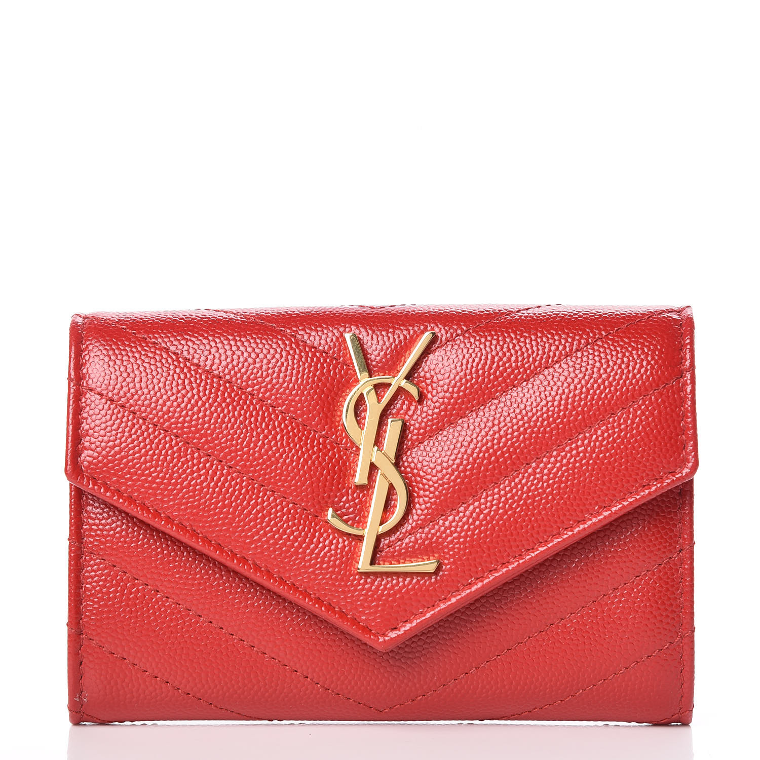 SAINT LAURENT Grain De Poudre Matelasse Chevron Small Monogram Envelope ...