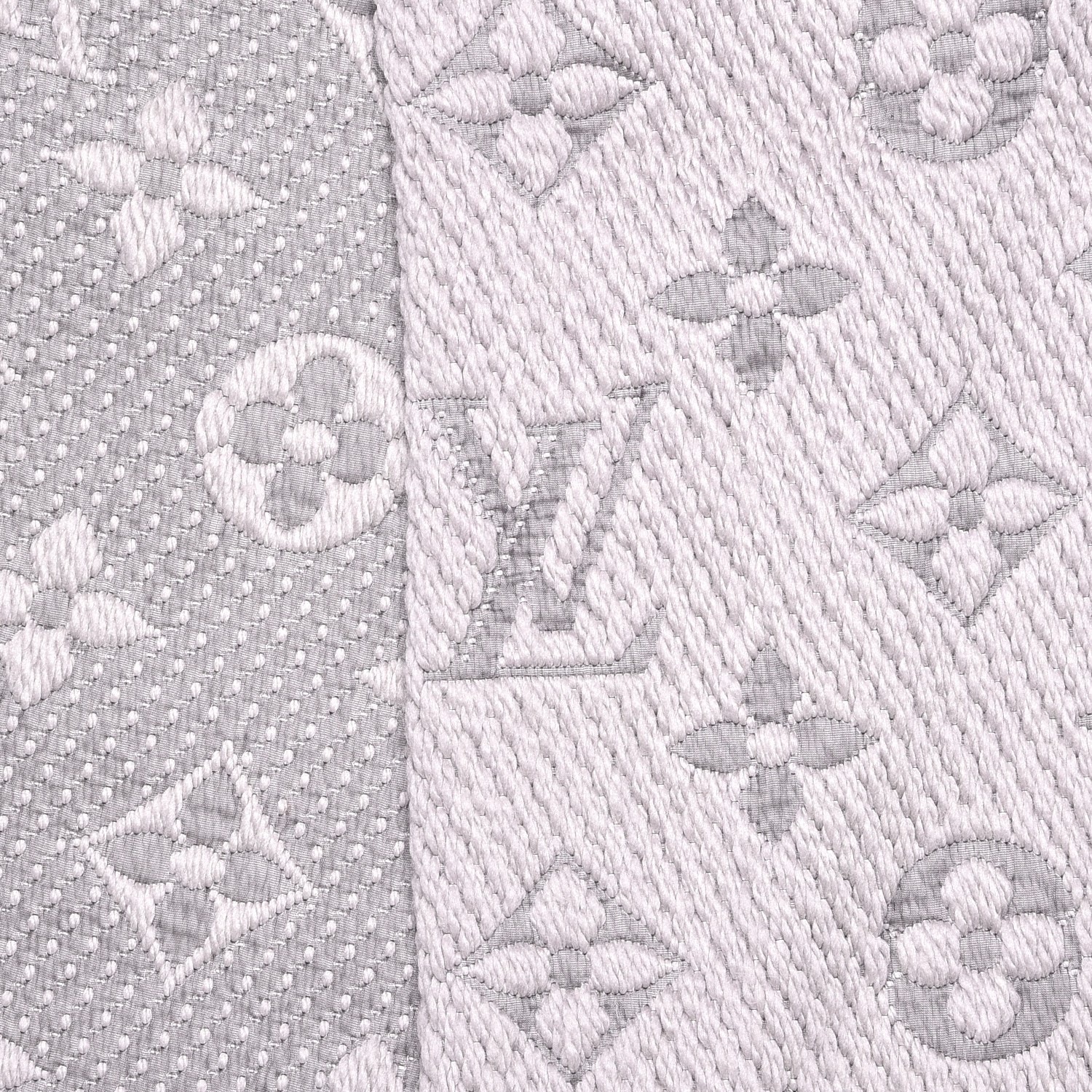 Louis Vuitton Wool Silk Logomania Scarf Pearl Grey 495859