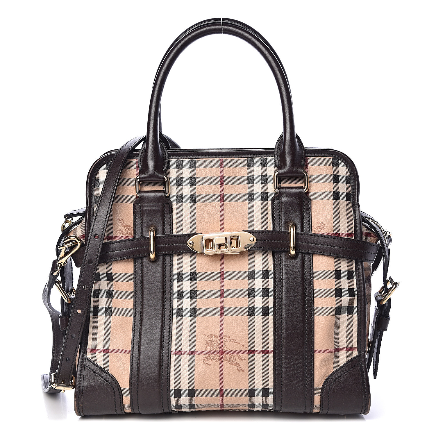 BURBERRY Haymarket Check Minford Portrait Tote Chocolate 492022 ...