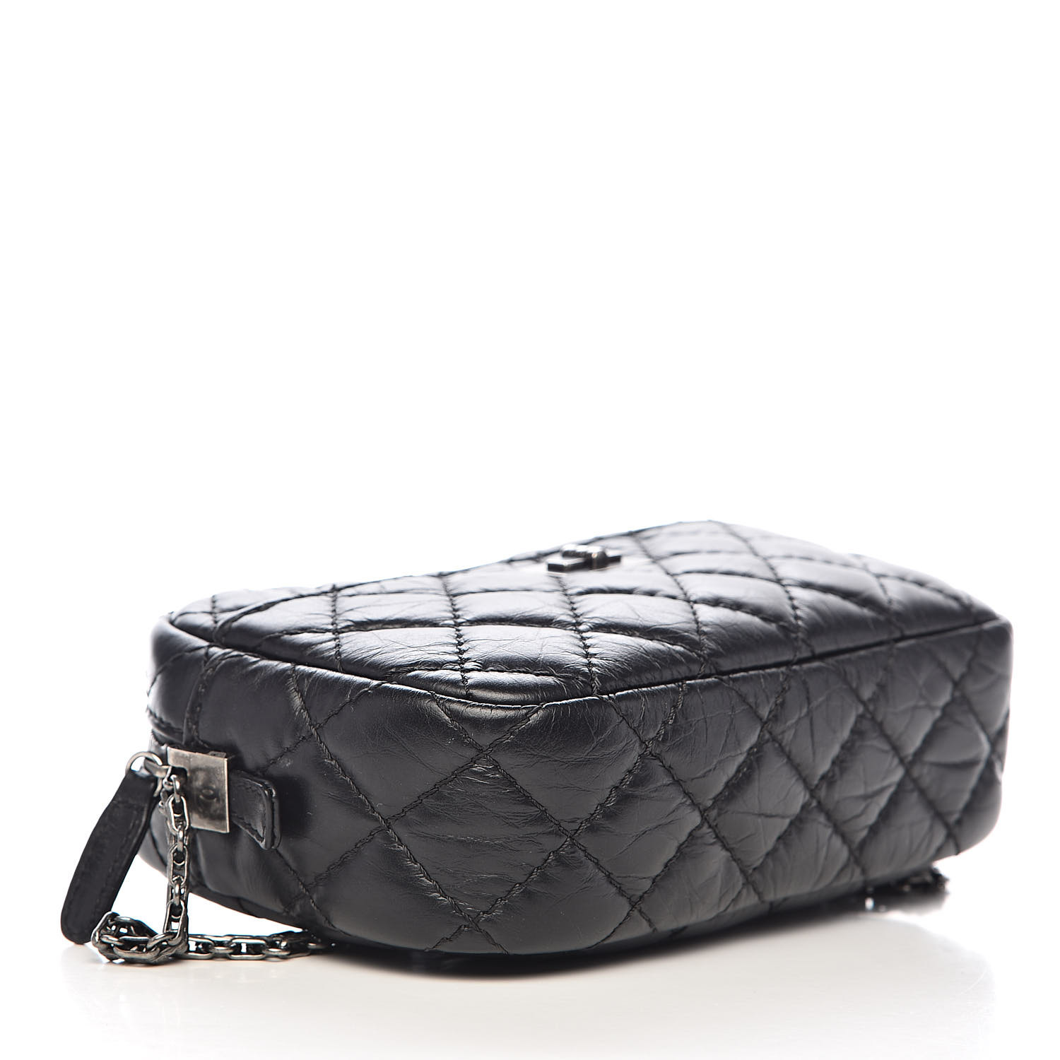 CHANEL Aged Calfskin Quilted Mini Reissue Camera Case Black 514814