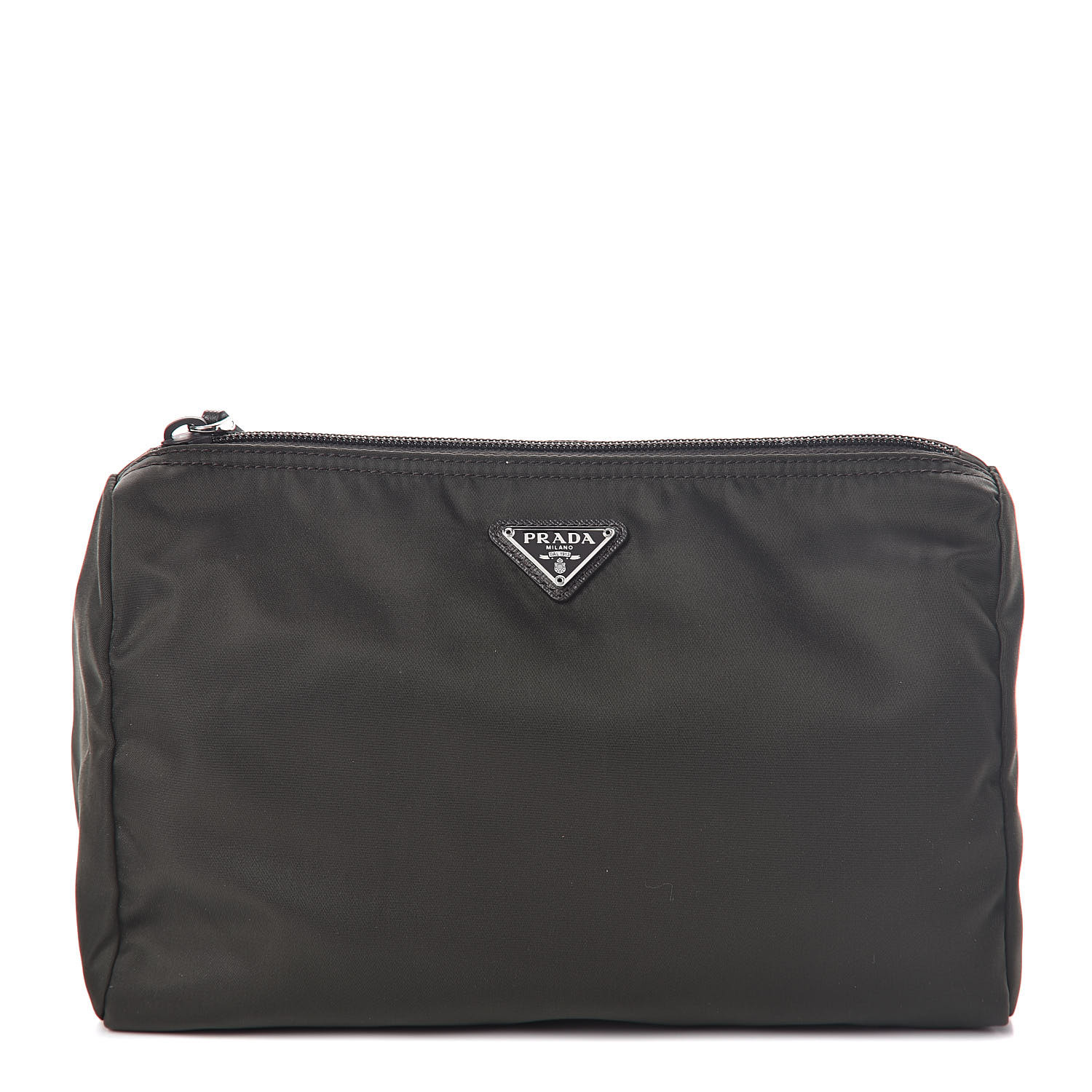 PRADA Nylon Tessuto Cosmetic Pouch Ebano 515168 | FASHIONPHILE