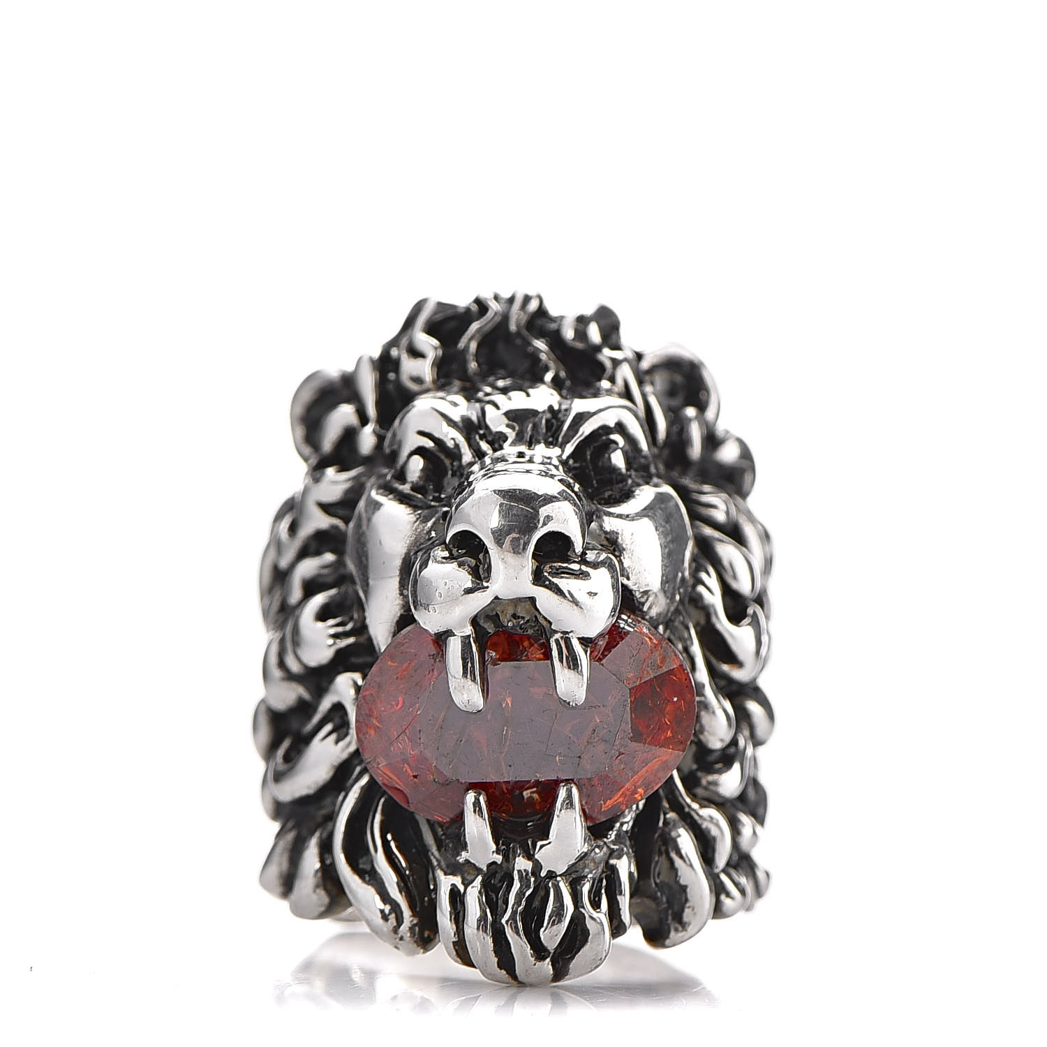 GUCCI Metal Crystal Head Ring 8.5 Aged Silver 436067 | FASHIONPHILE