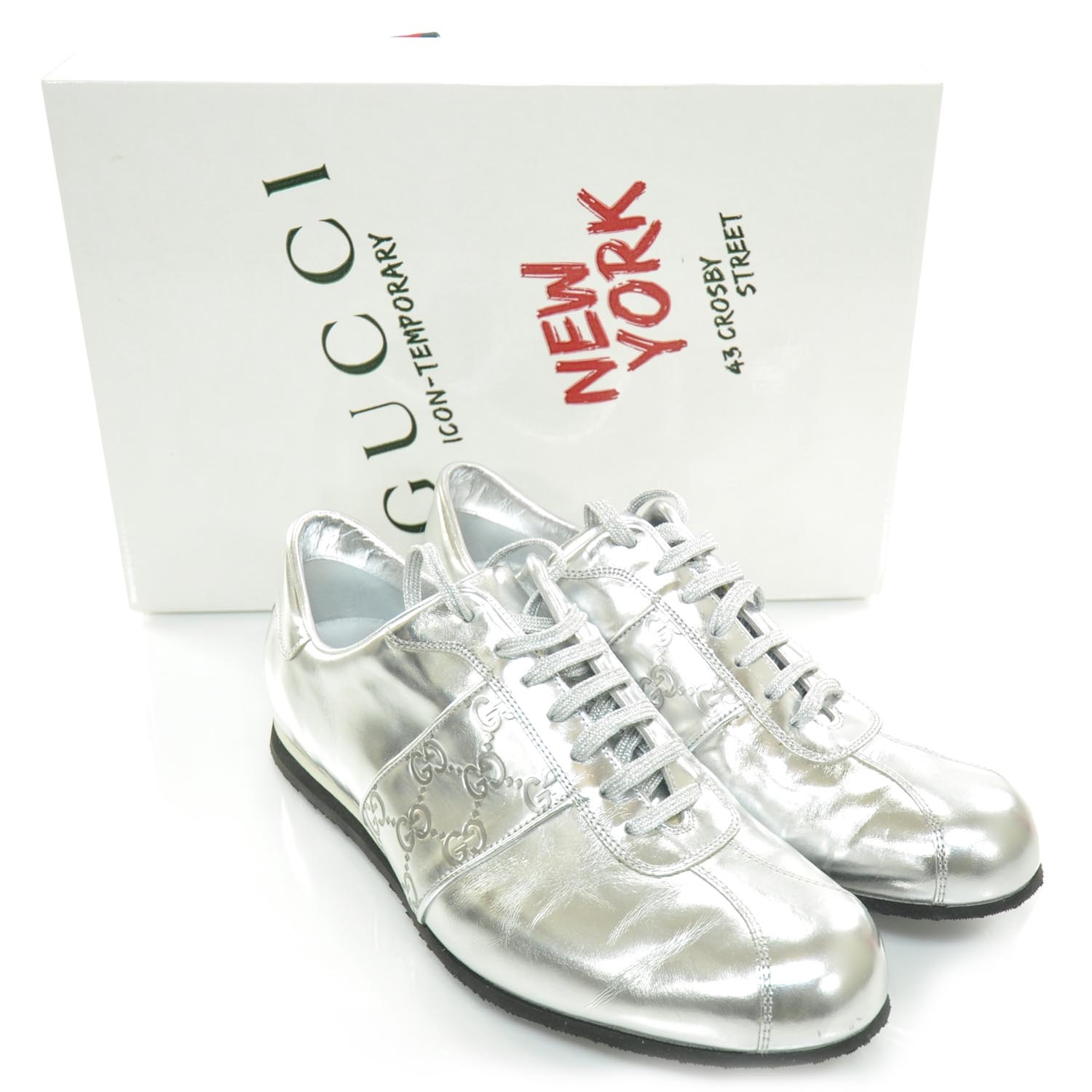 mens silver gucci sneakers