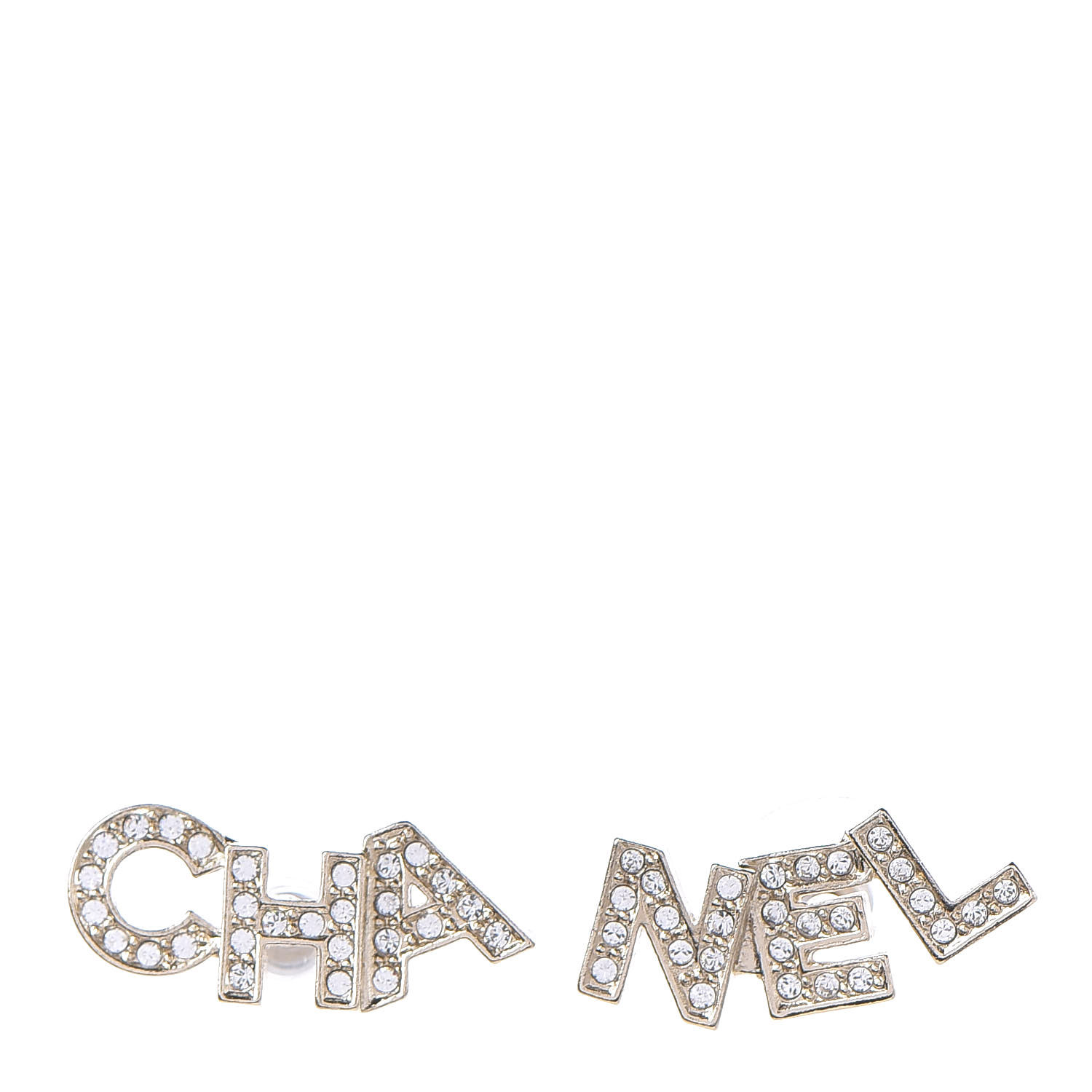 CHANEL Crystal Pearl Signature Stud Earrings Gold 577231