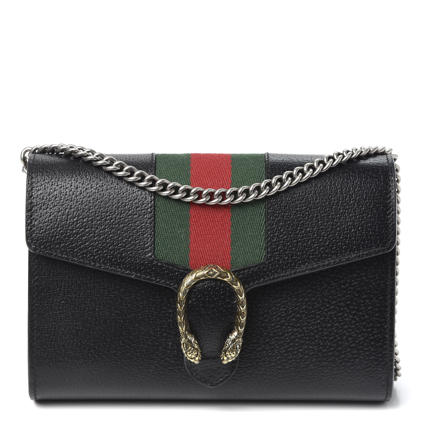 dionysus web stripe leather wallet on a chain