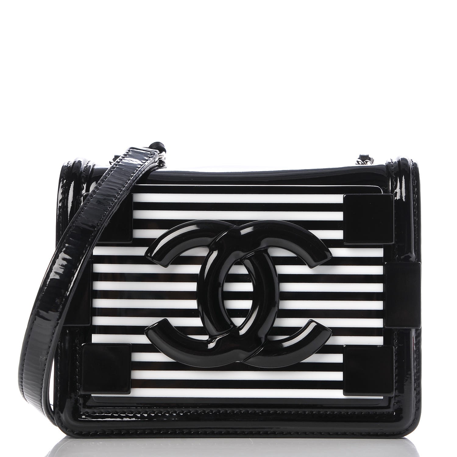 black white striped handbag