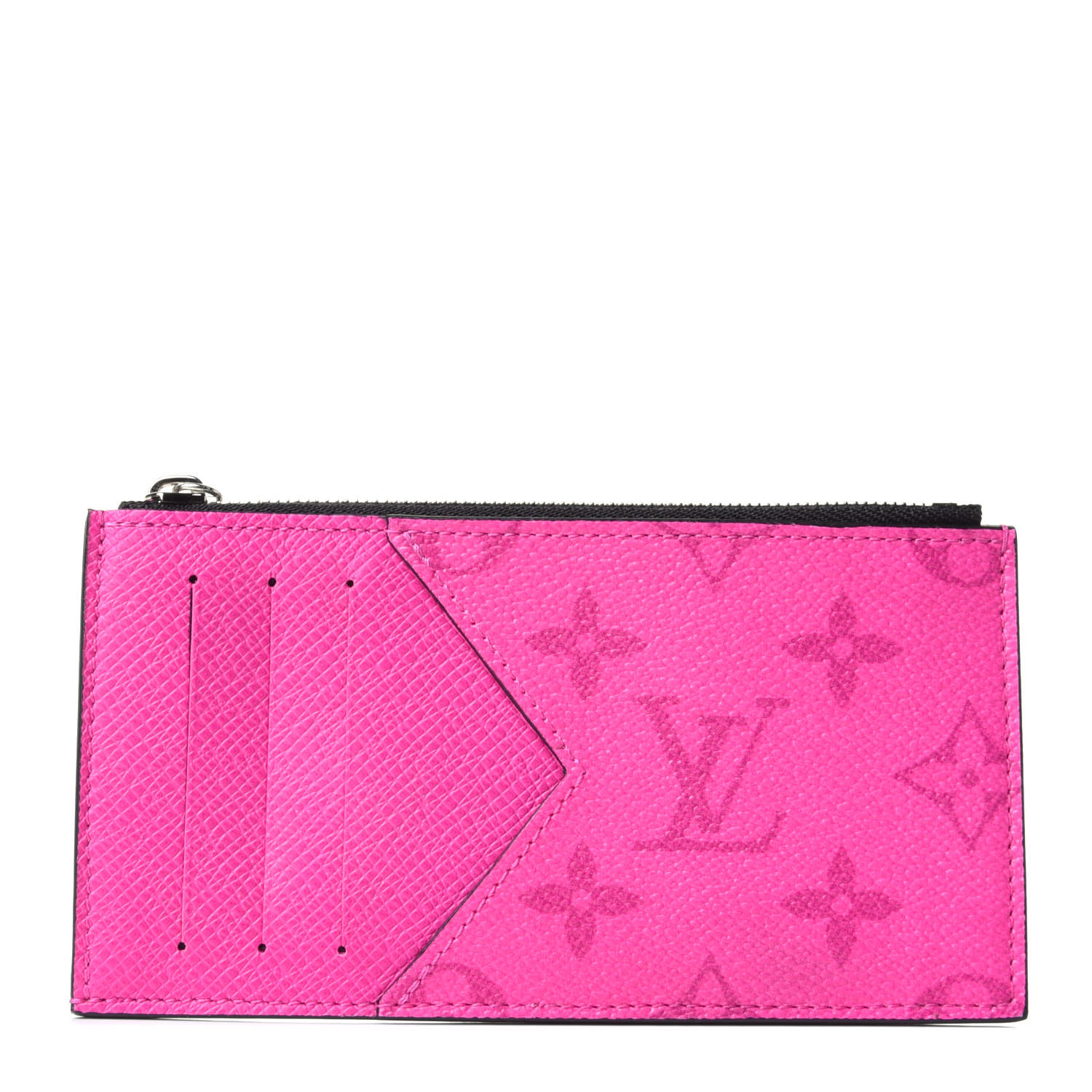 LOUIS VUITTON Monogram Taiga Coin Card Holder Fuchsia