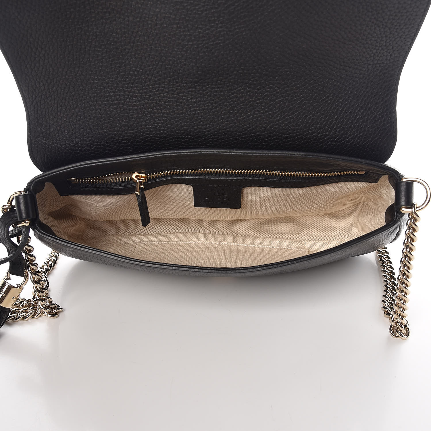 GUCCI Pebbled Calfskin Medium Soho Flap Crossbody Black 375473 ...