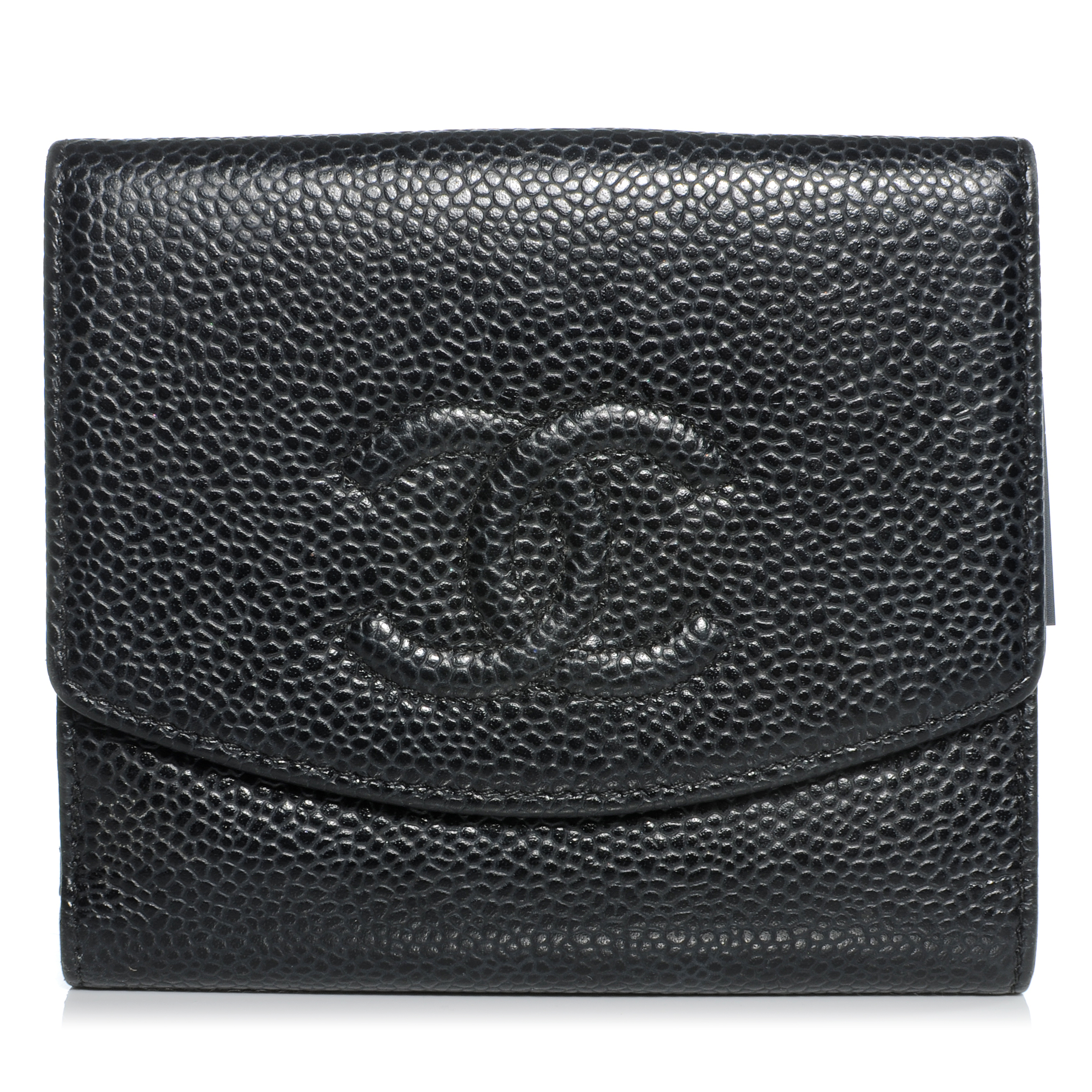 CHANEL Caviar Compact CC Wallet Black 41866