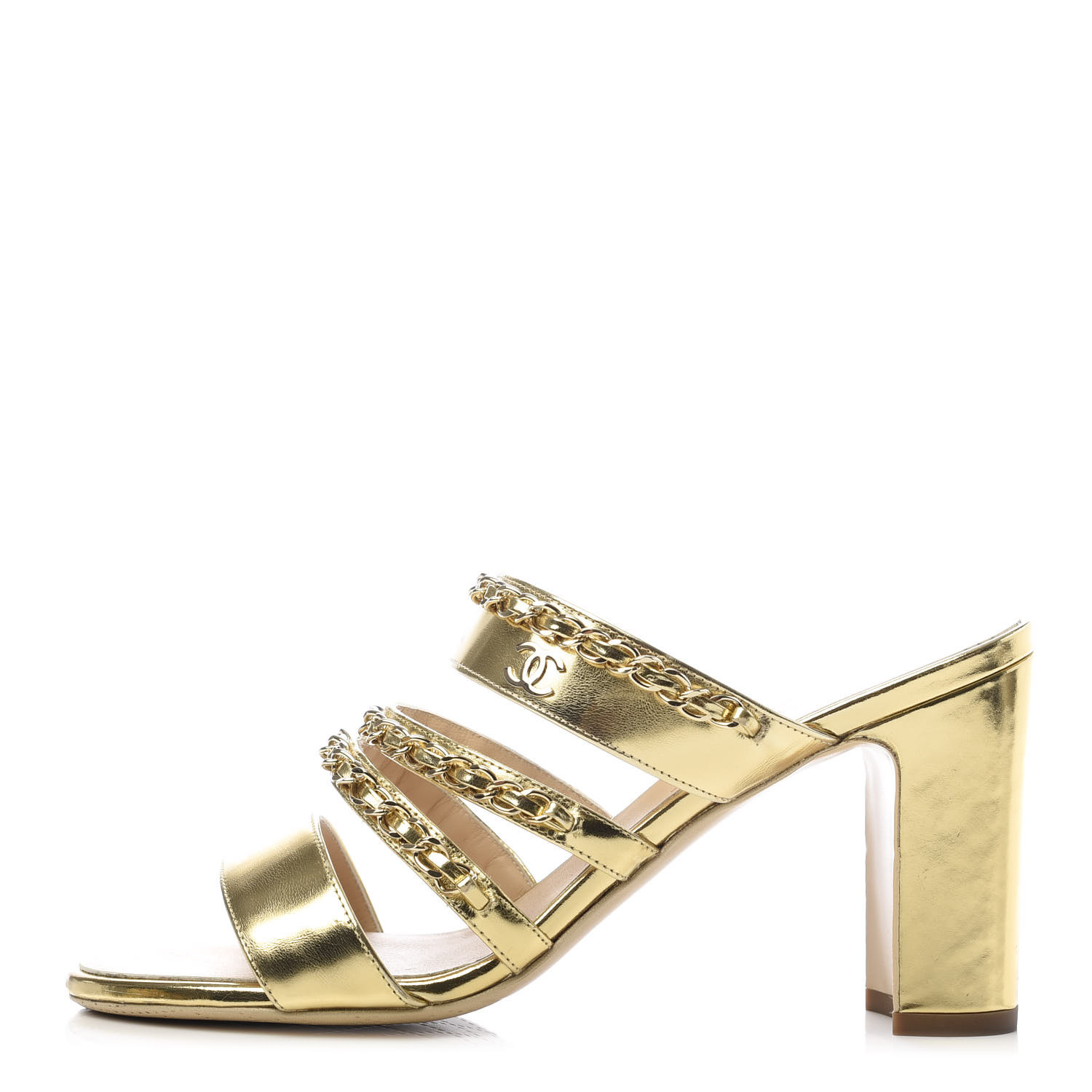 gold mule sandals