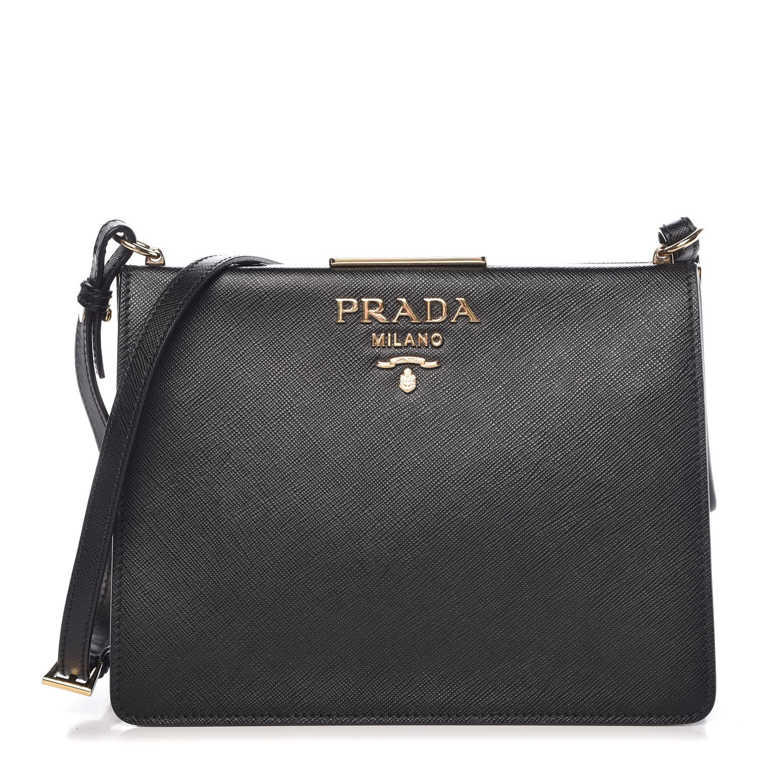 PRADA Saffiano City Calf Light Frame Bag Black 347236