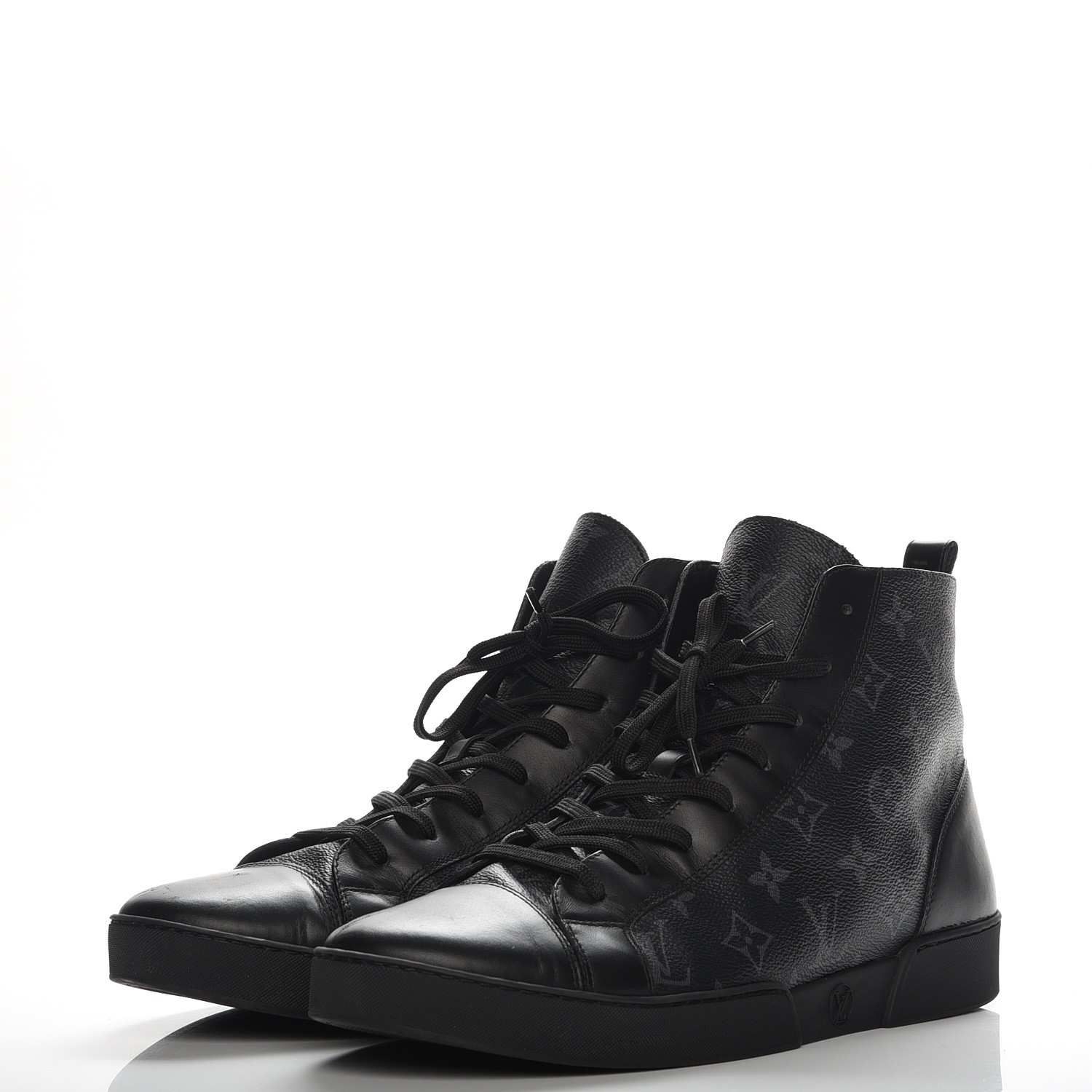 LOUIS VUITTON Mens Monogram Eclipse Match Up Sneakers 8.5 Black 207843