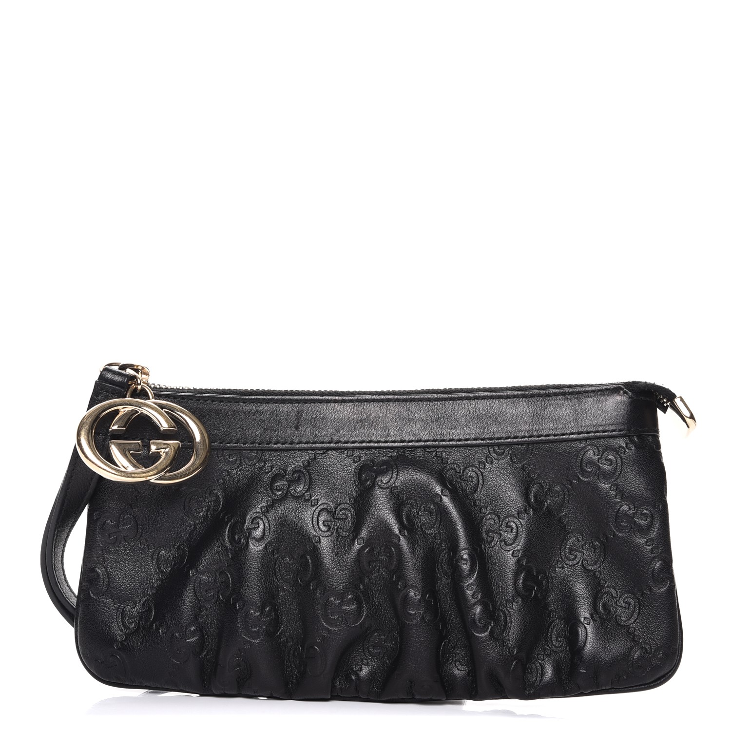 gucci black leather wristlet