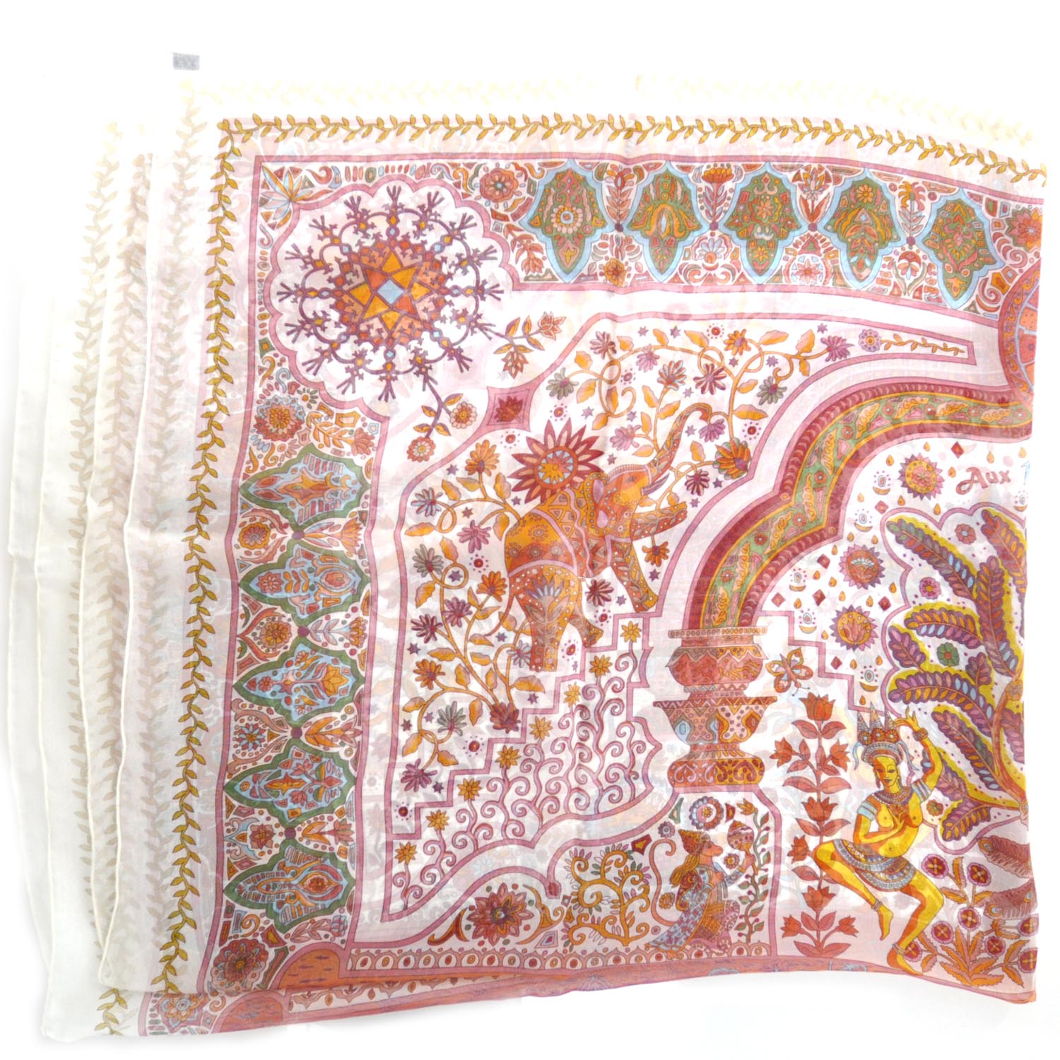 HERMES Mousseline Aux Portes Du Palais 140 Shawl Scarf 30687