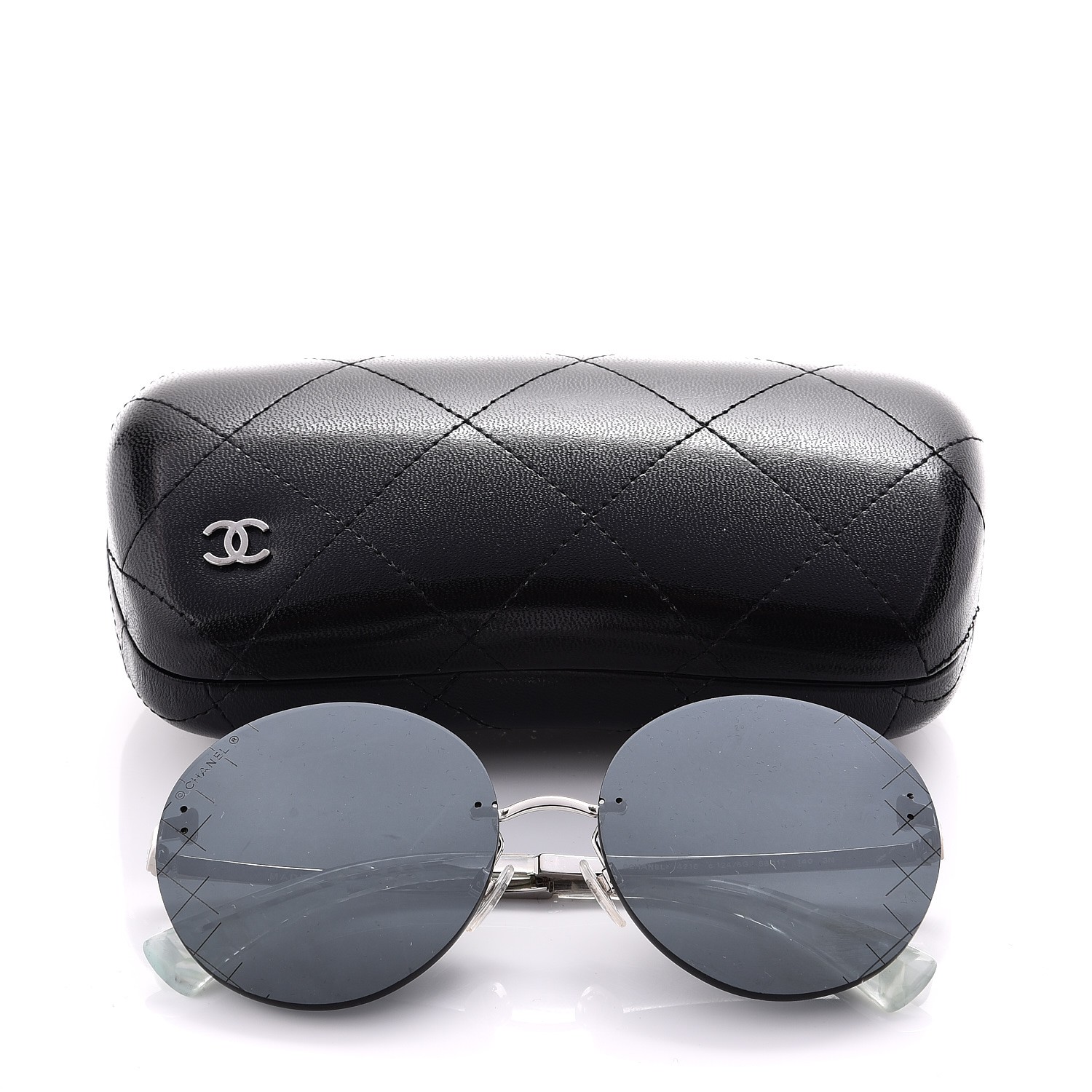 CHANEL Mirrored Round Sunglasses 4216 Silver 215851