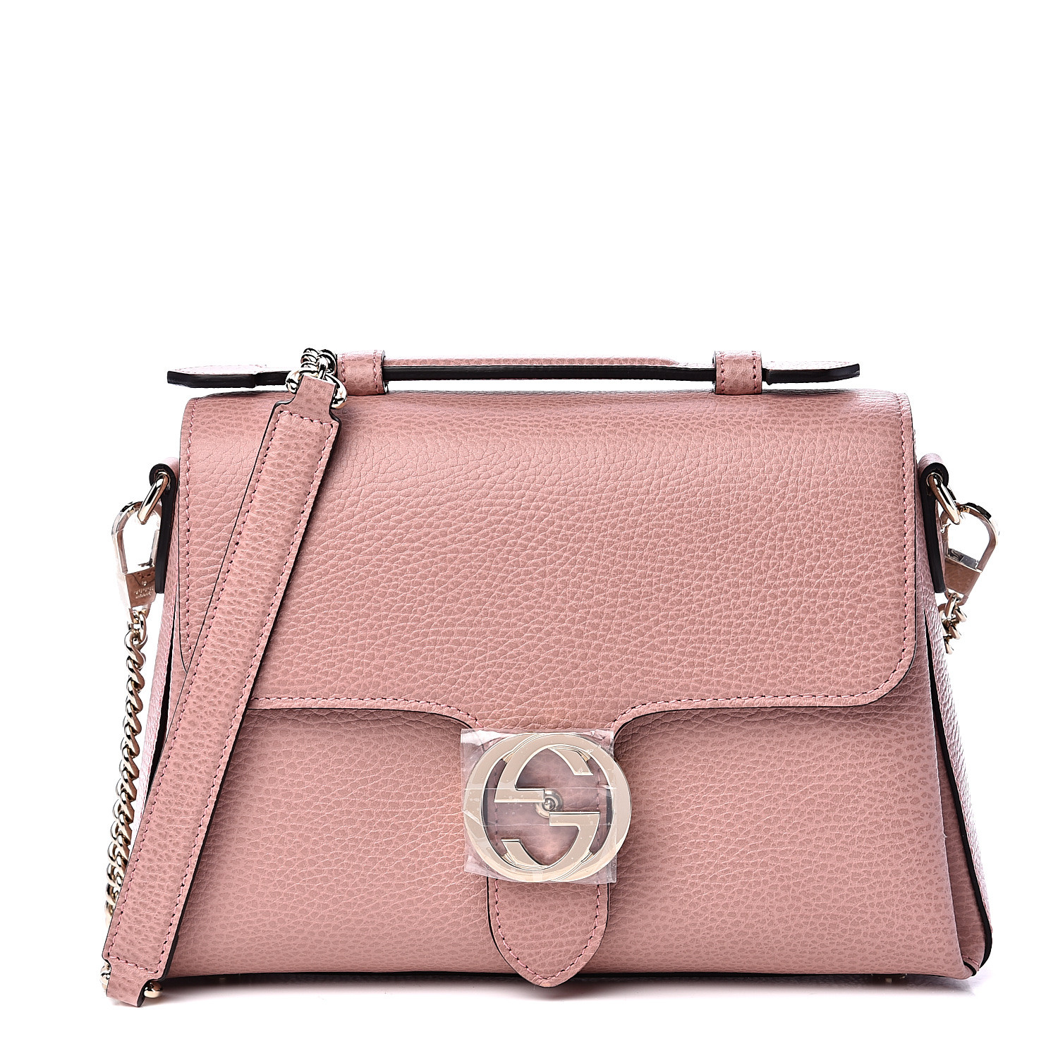 gucci dollar calfskin interlocking g shoulder bag soft pink