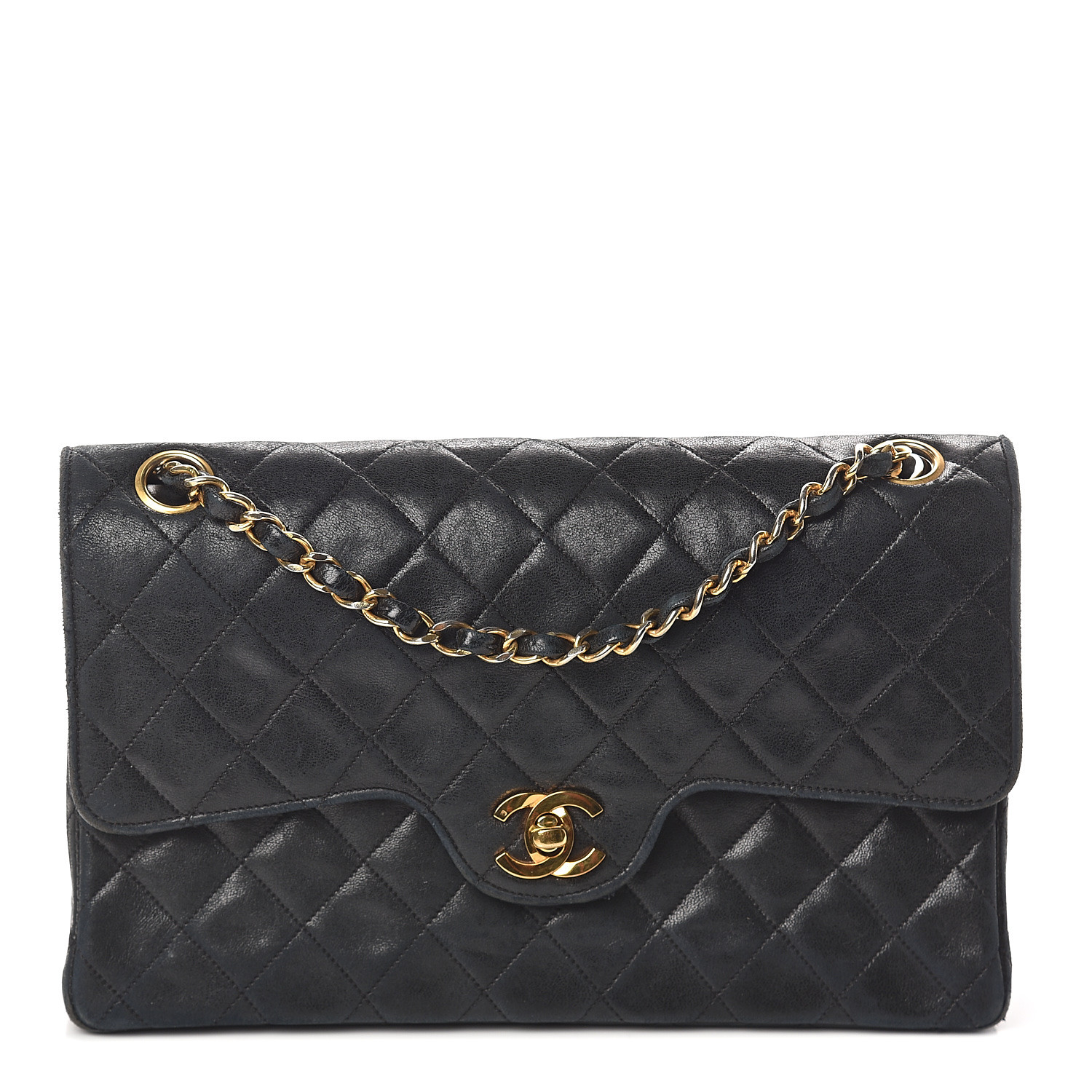 chanel lambskin quilted small double flap black