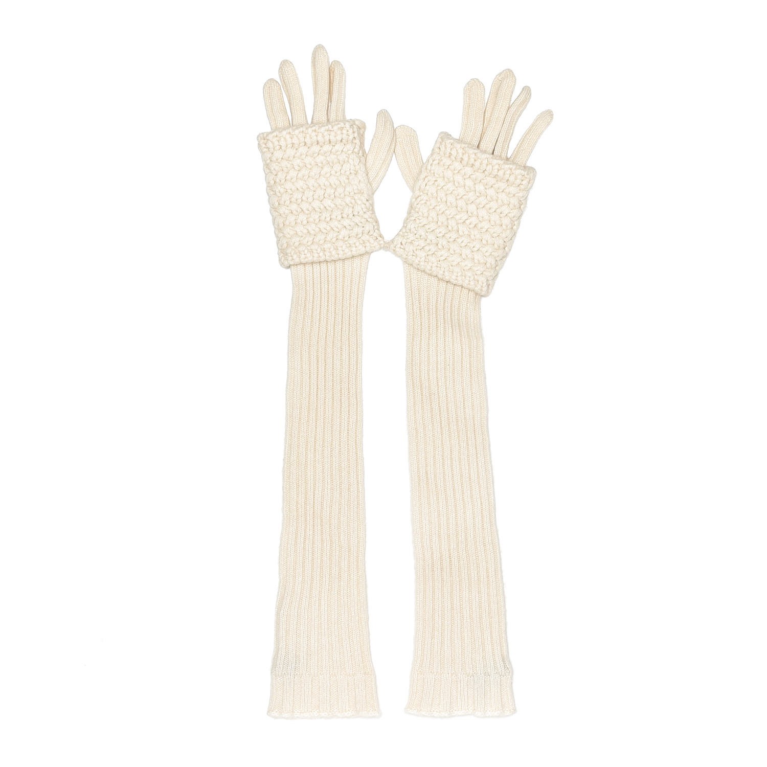 beige long gloves