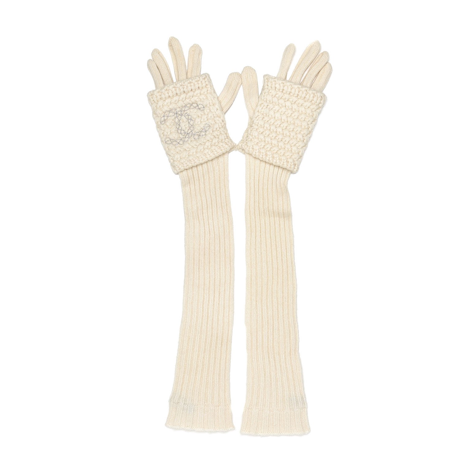 beige long gloves